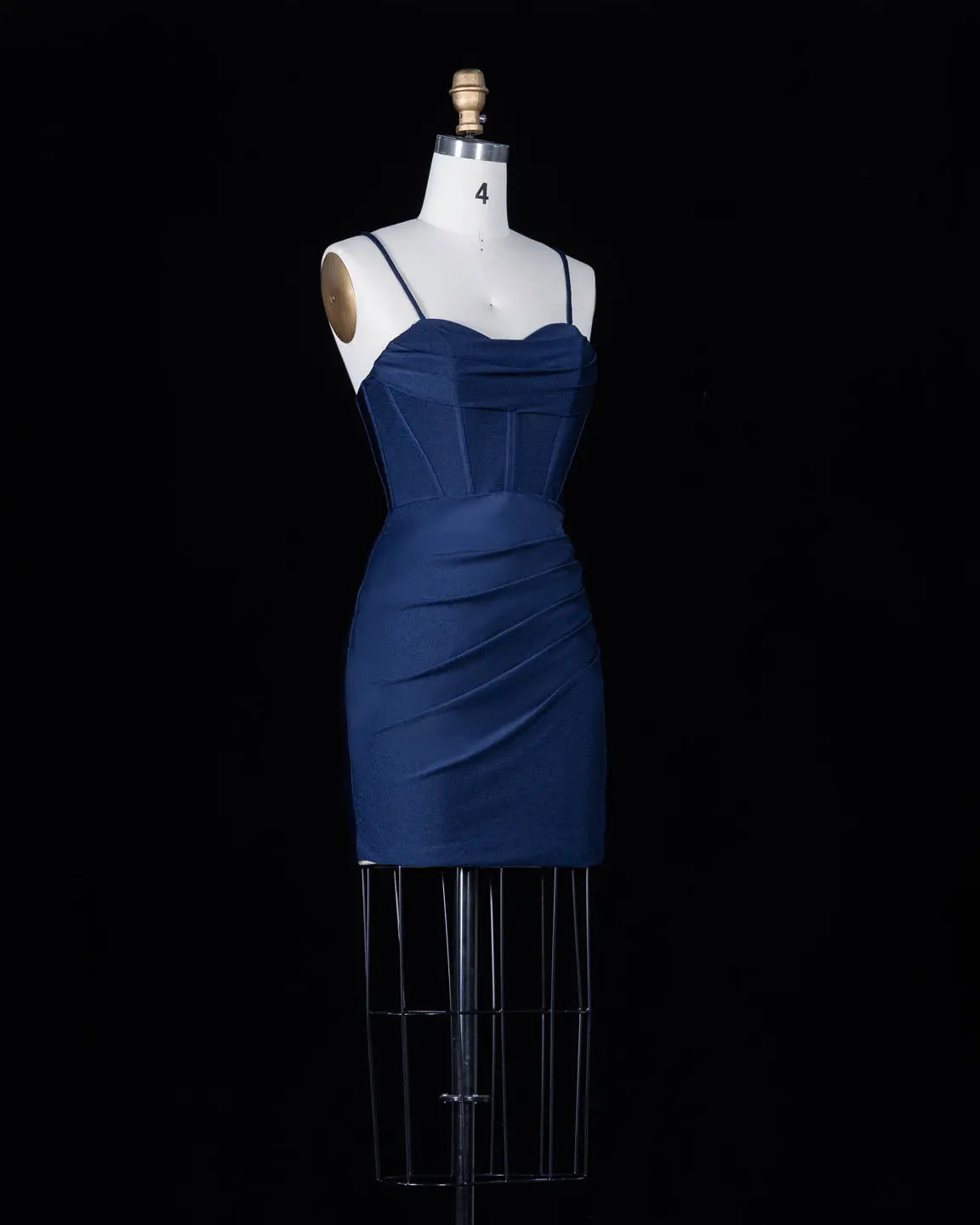 Navy Blue Spaghetti Strap Corset Homecoming Dress Sheer Fairy