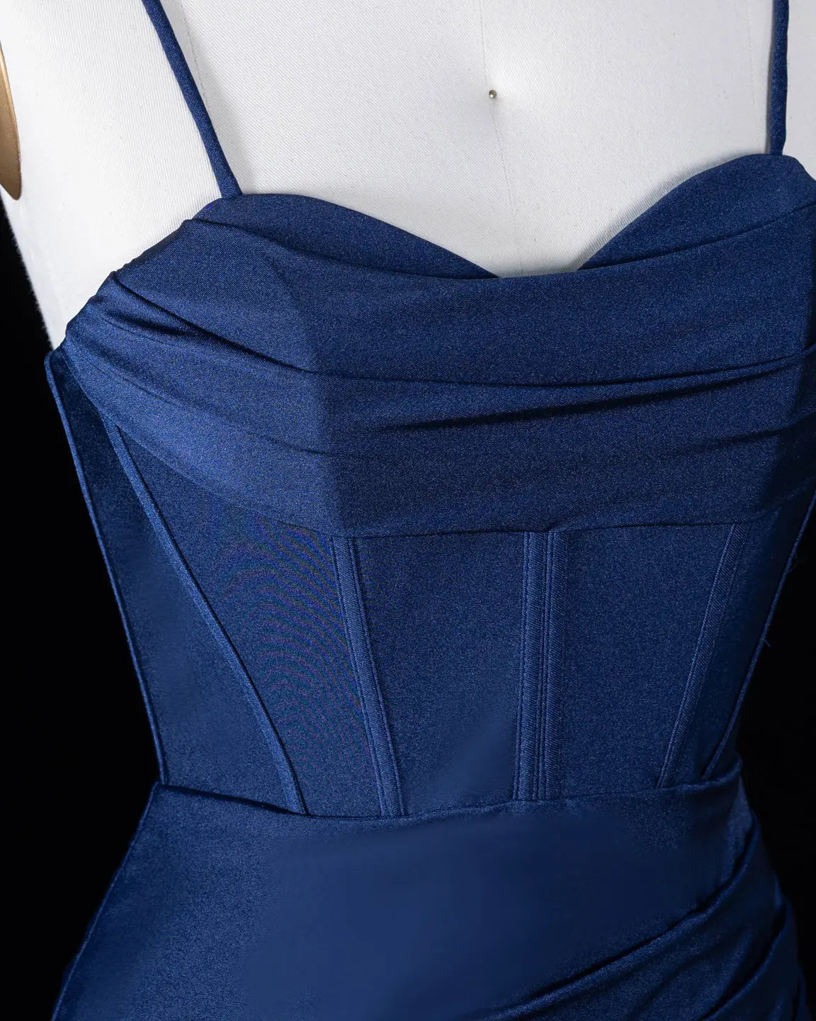 Navy Blue Spaghetti Strap Corset Homecoming Dress Sheer Fairy