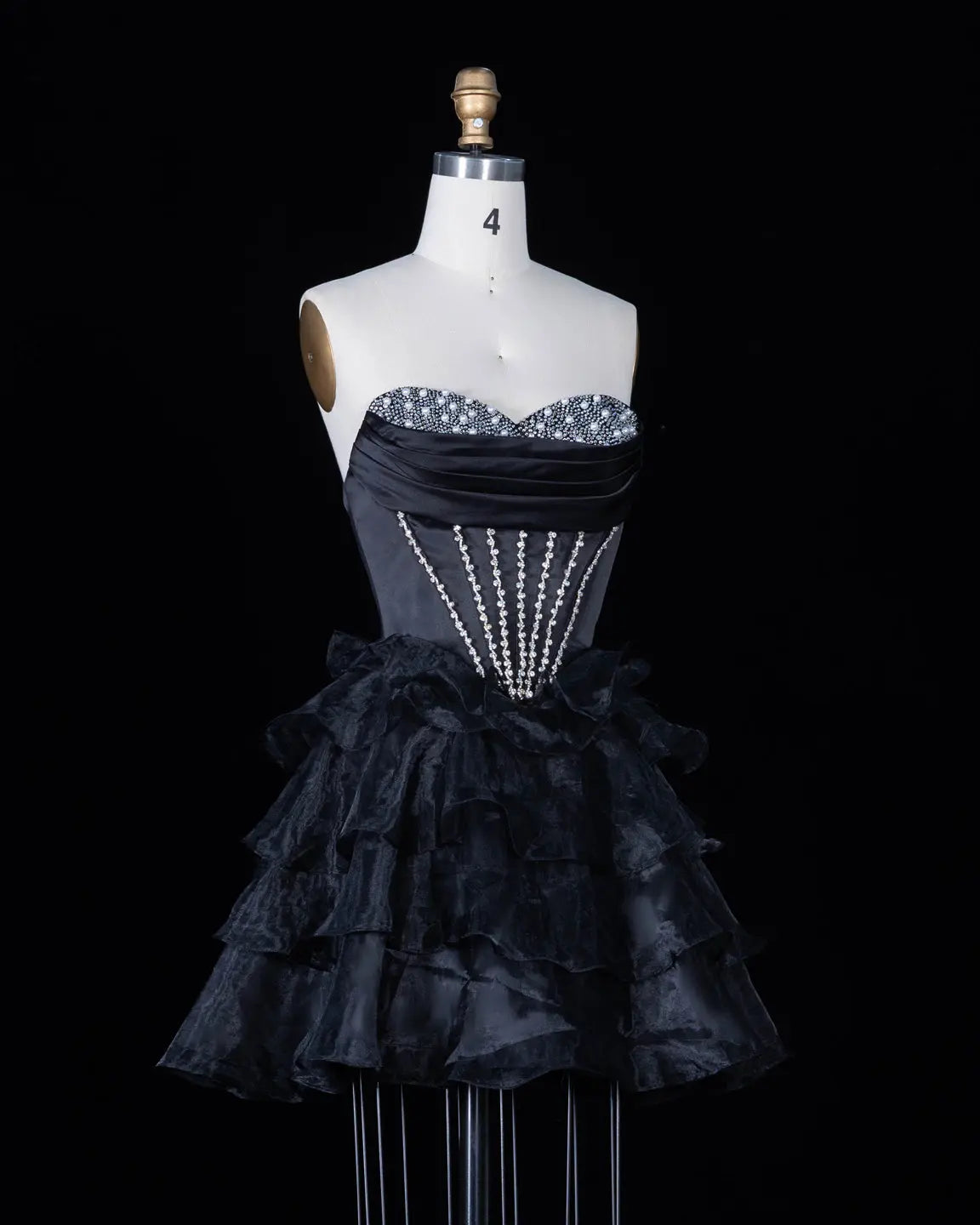Exquisite Black Strapless Tiered Homecoming Dress Sheer Fairy