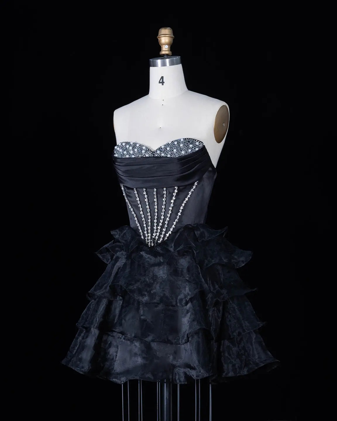Exquisite Black Strapless Tiered Homecoming Dress Sheer Fairy