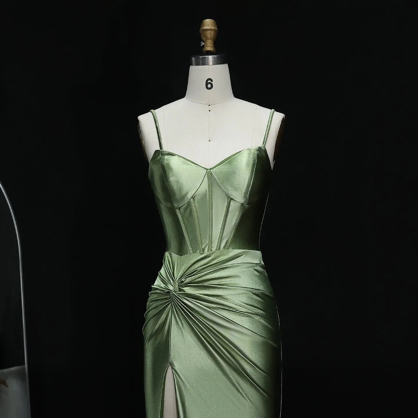 Elegant Sage Green Mermaid Prom Dresses with Slit Spaghetti Straps SH2 SHEER FAIRY Elegant Sage Green Mermaid Prom Dresses with Slit Spaghetti Straps SH2 SHEER FAIRY