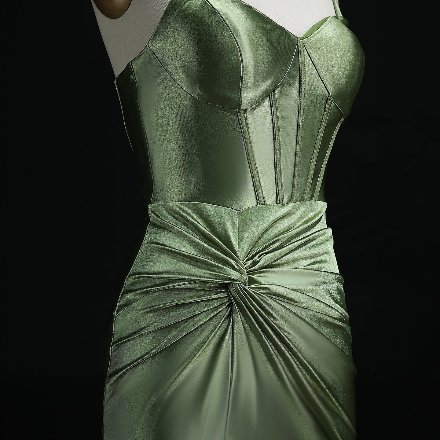 Elegant Sage Green Mermaid Prom Dresses with Slit Spaghetti Straps Special Occasion Evening Gowns