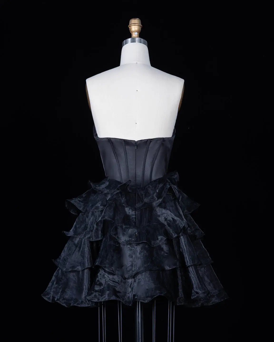 Exquisite Black Strapless Tiered Homecoming Dress Sheer Fairy