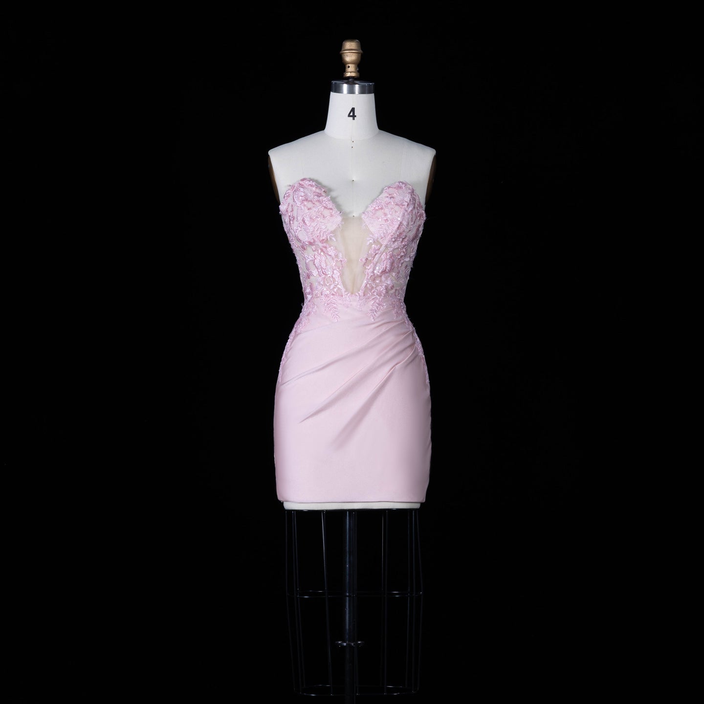 Blush Pink Satin Sheath Mini Zip Homecoming Dress RM172 Sheer Fairy