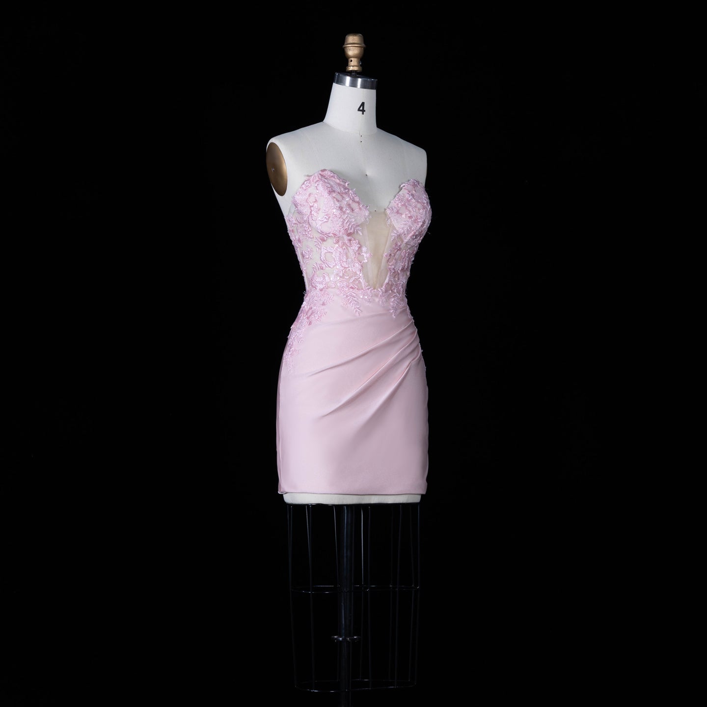 Blush Pink Satin Sheath Mini Zip Homecoming Dress RM172 Sheer Fairy