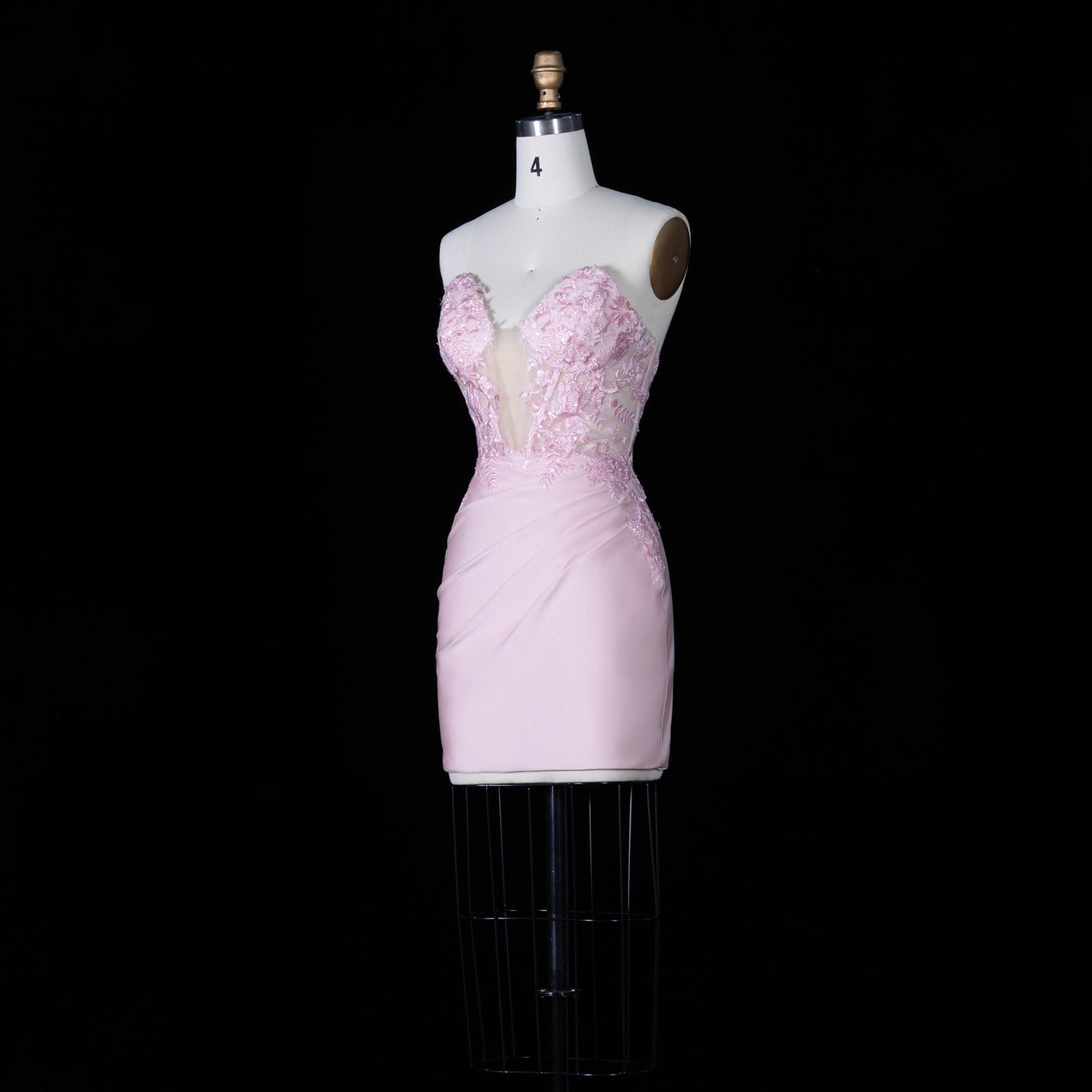 Blush Pink Satin Sheath Mini Zip Homecoming Dress RM172 Sheer Fairy