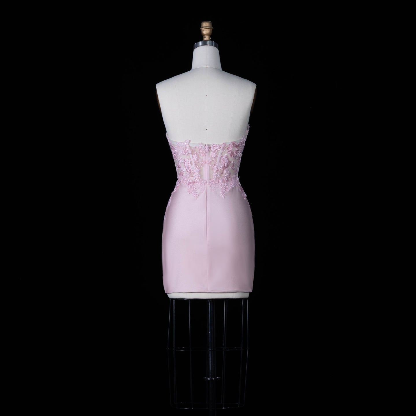 Blush Pink Satin Sheath Mini Zip Homecoming Dress RM172 Sheer Fairy