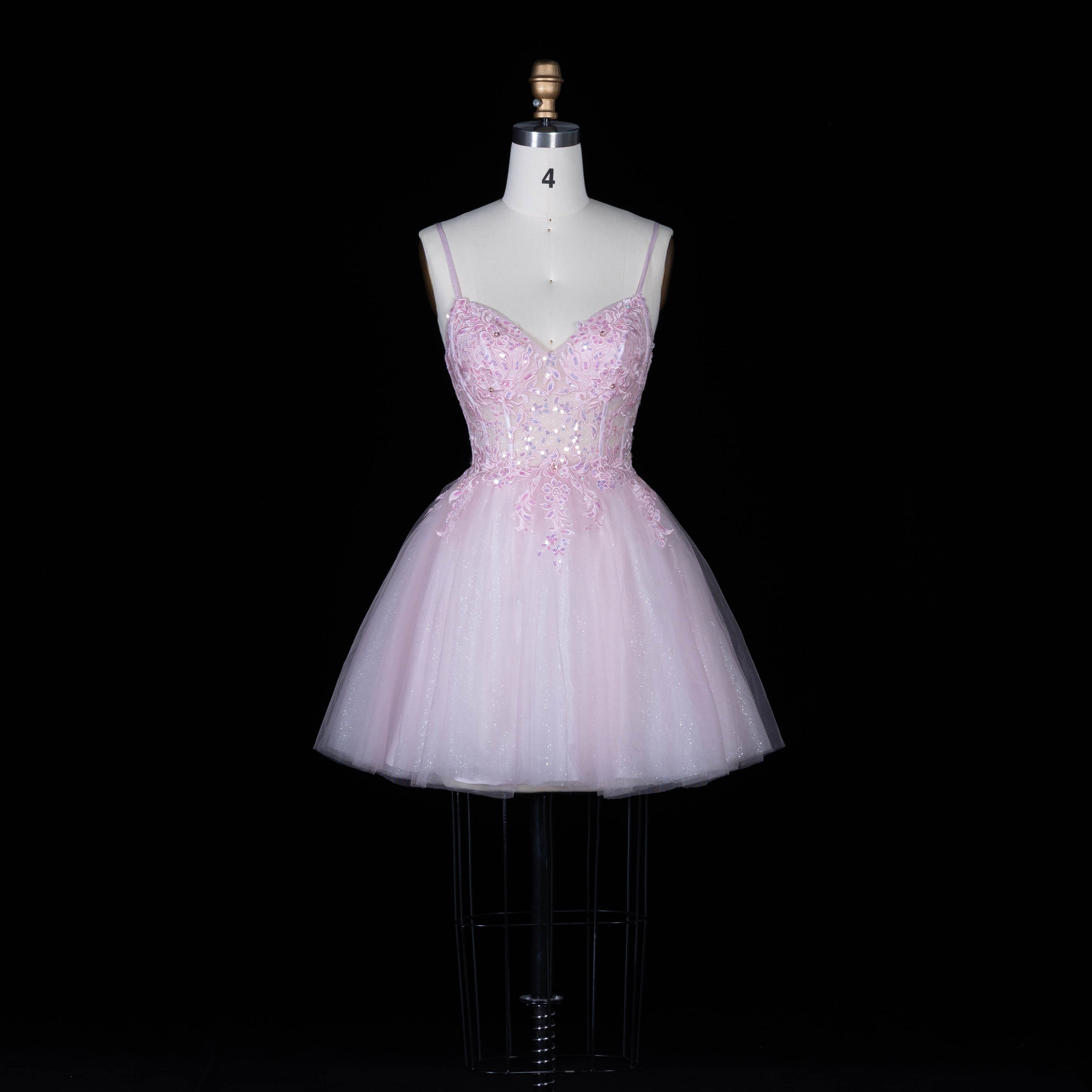 Blush Pink Tulle Beaded Ballgown Homecoming Dress RM152 Sheer Fairy