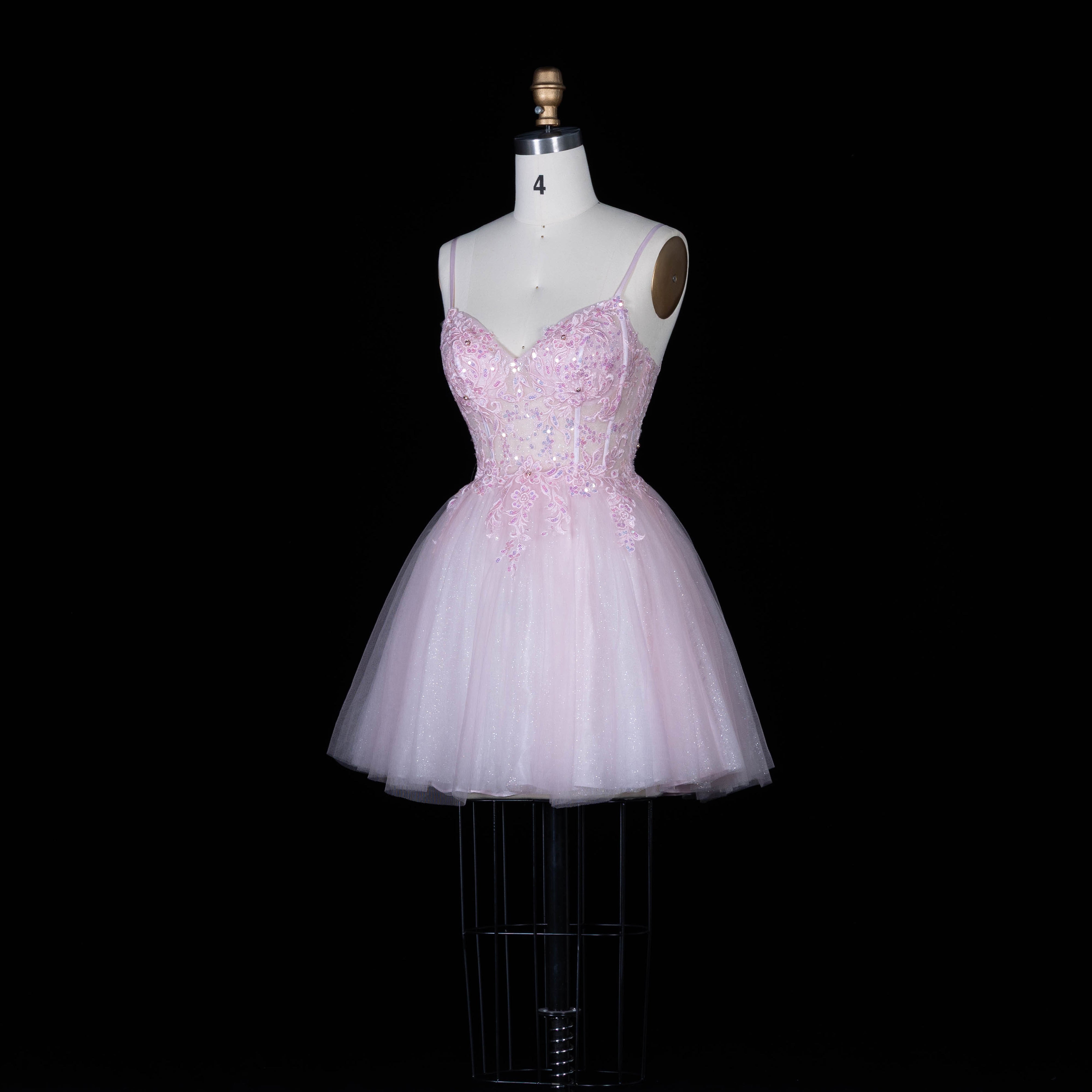 Blush Pink Tulle Beaded Ballgown Homecoming Dress RM152 Sheer Fairy