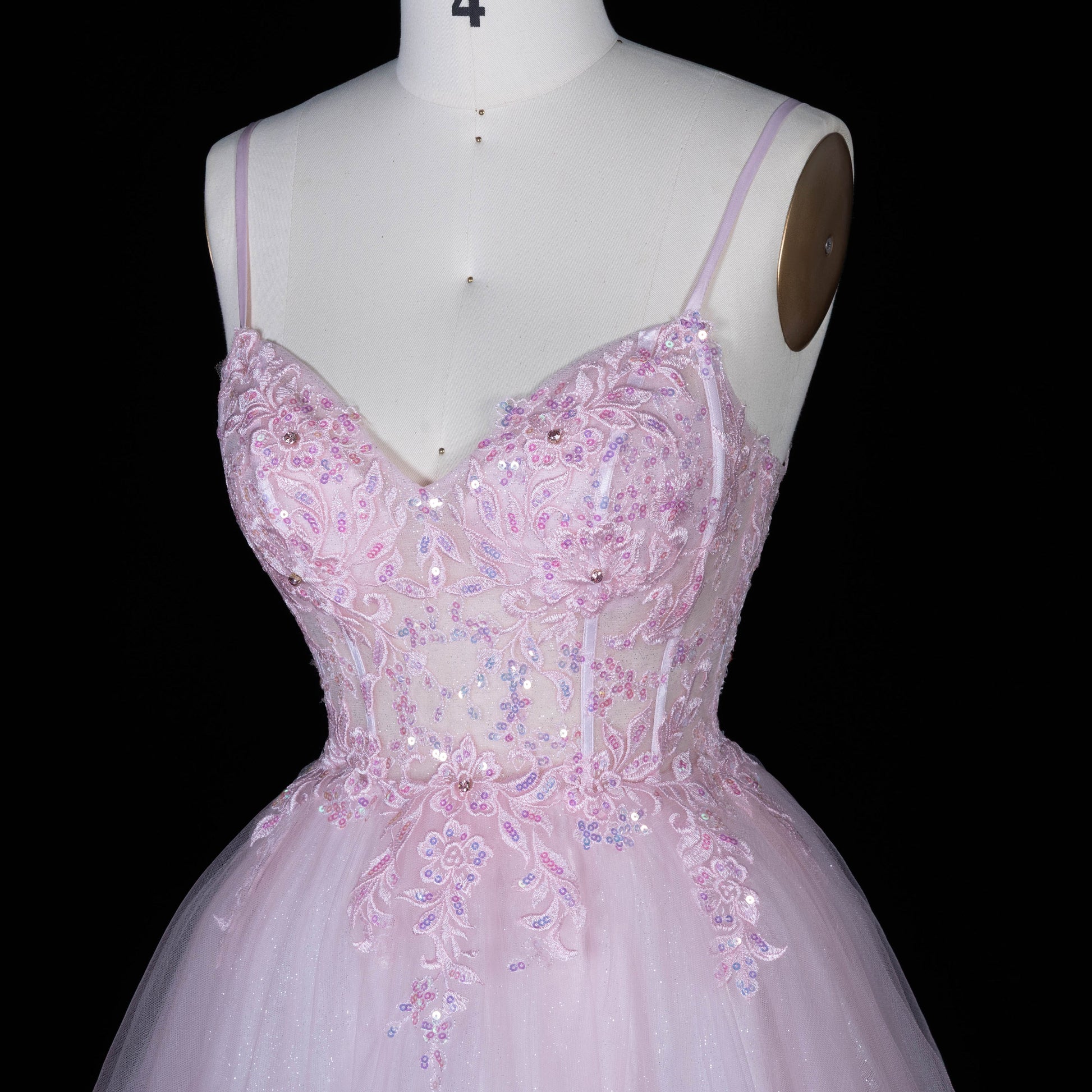 Blush Pink Tulle Beaded Ballgown Homecoming Dress RM152 Sheer Fairy