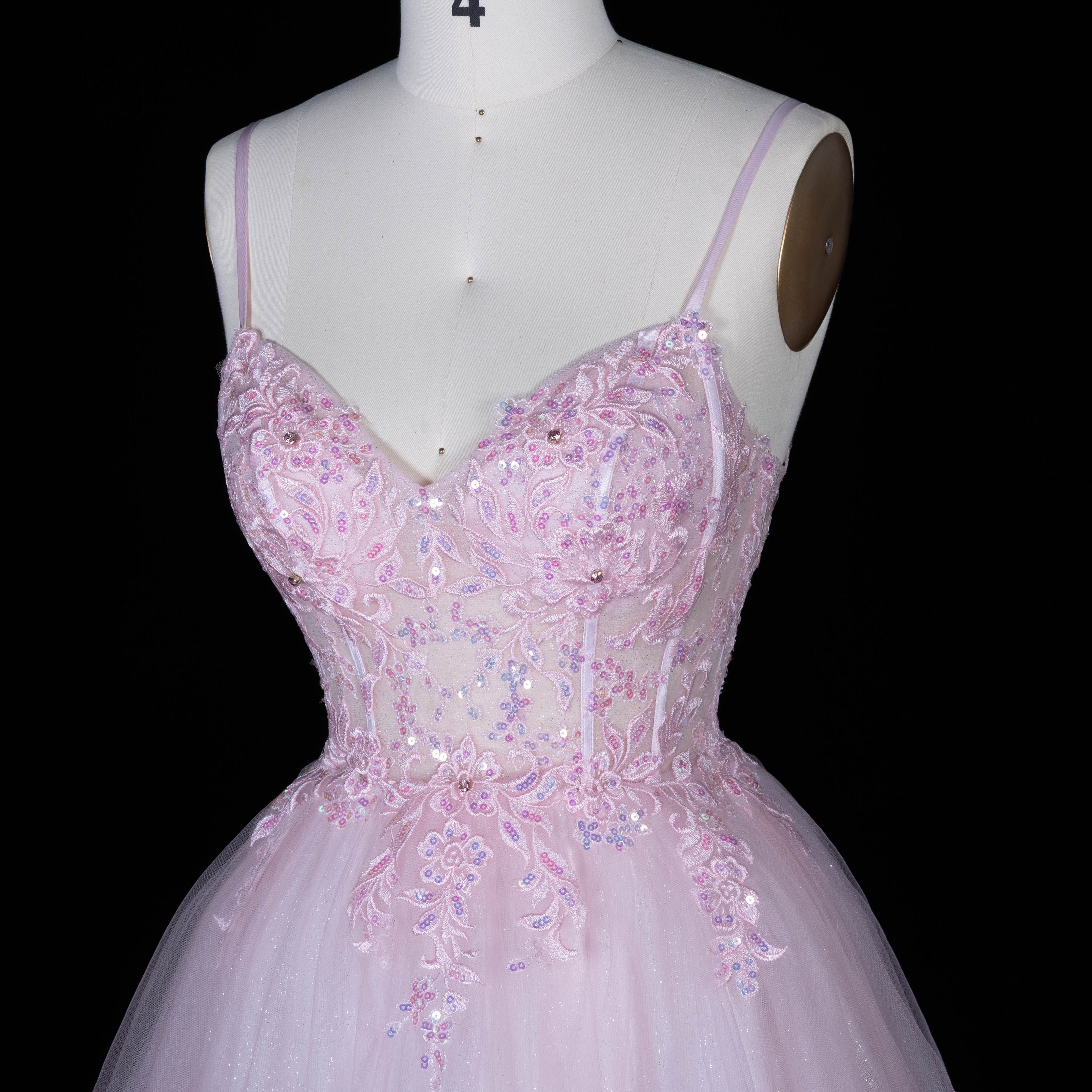 Blush Pink Tulle Beaded Ballgown Homecoming Dress RM152 Sheer Fairy