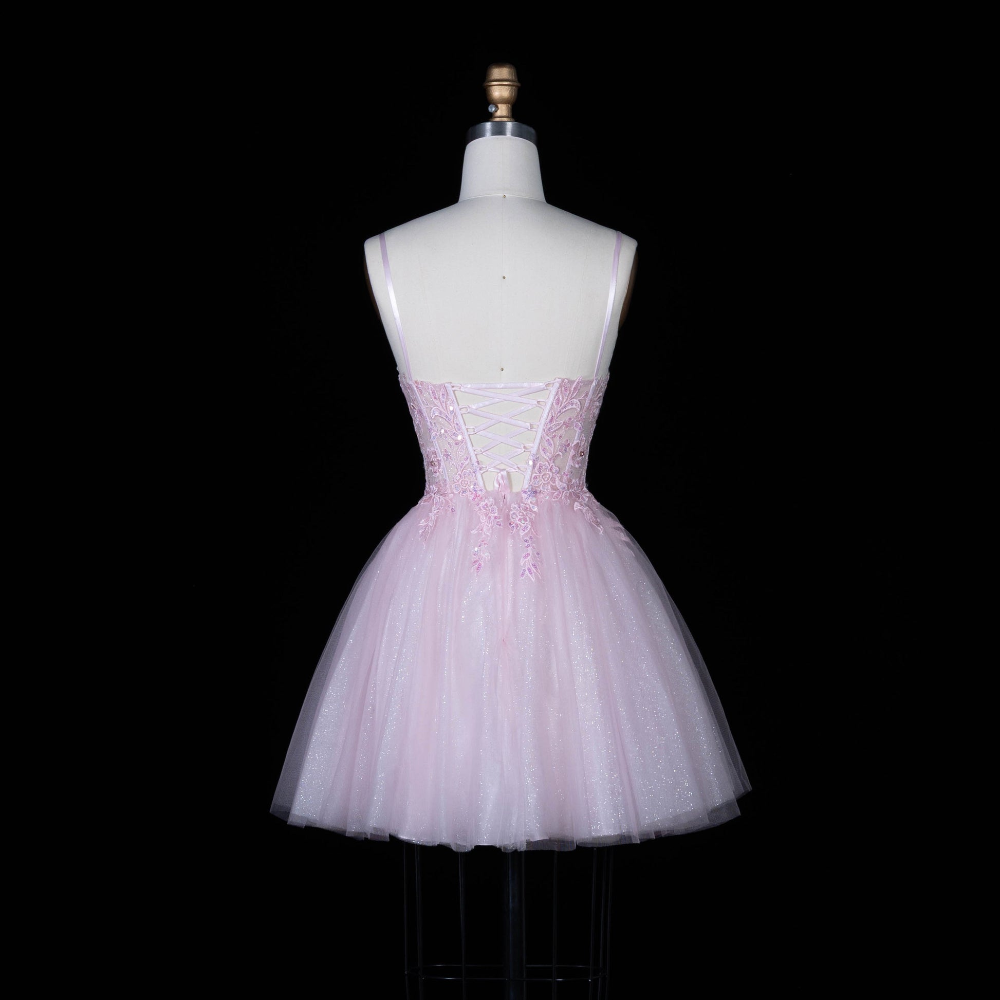 Blush Pink Tulle Beaded Ballgown Homecoming Dress RM152 Sheer Fairy