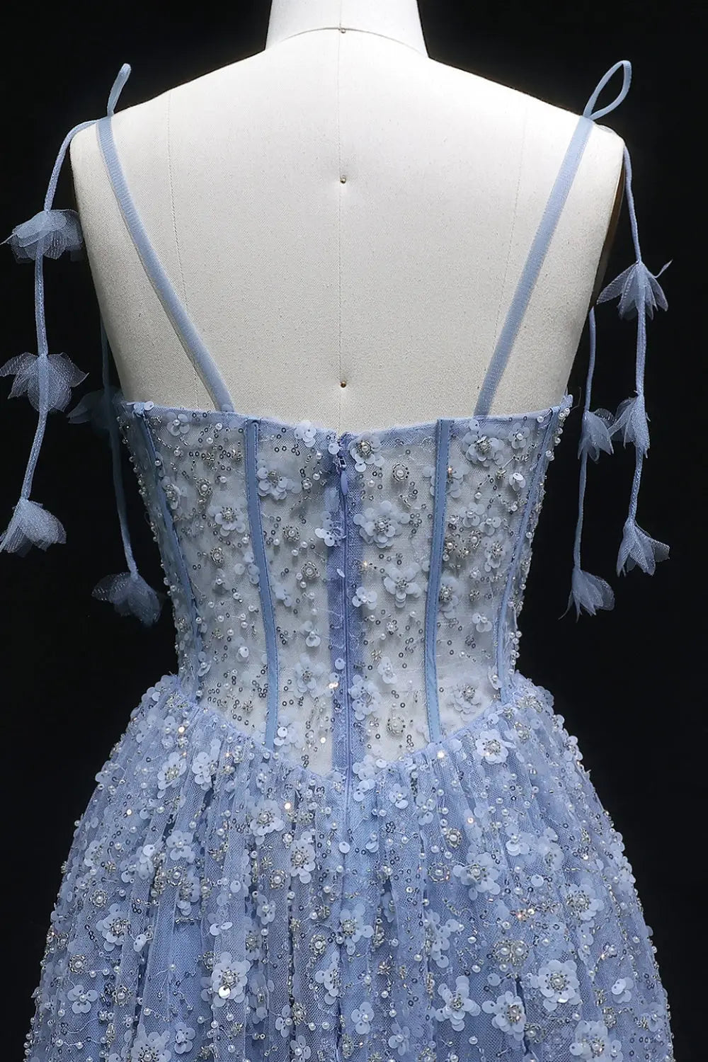 Gorgeous Floral Sequined Sweetheart Neckline A-Line Evening Dress SS701 Sheer Fairy