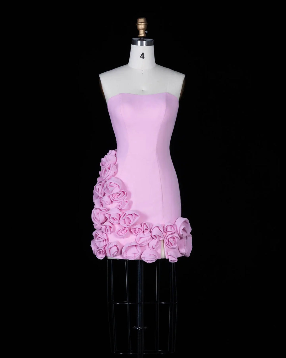 Luxury Pink Rose 3D Floral Homecoming Dress Sheer Fairy