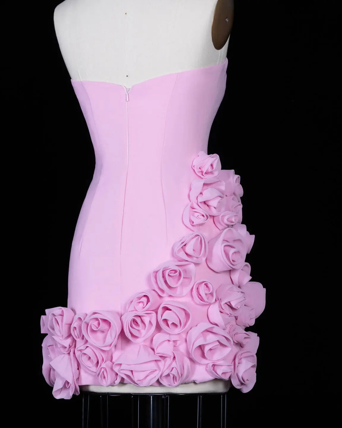 Luxury Pink Rose 3D Floral Homecoming Dress Sheer Fairy