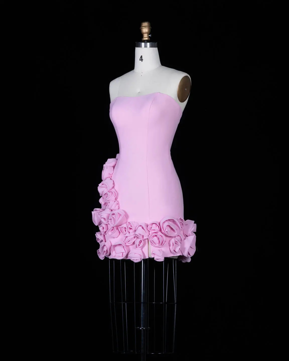 Luxury Pink Rose 3D Floral Homecoming Dress Sheer Fairy