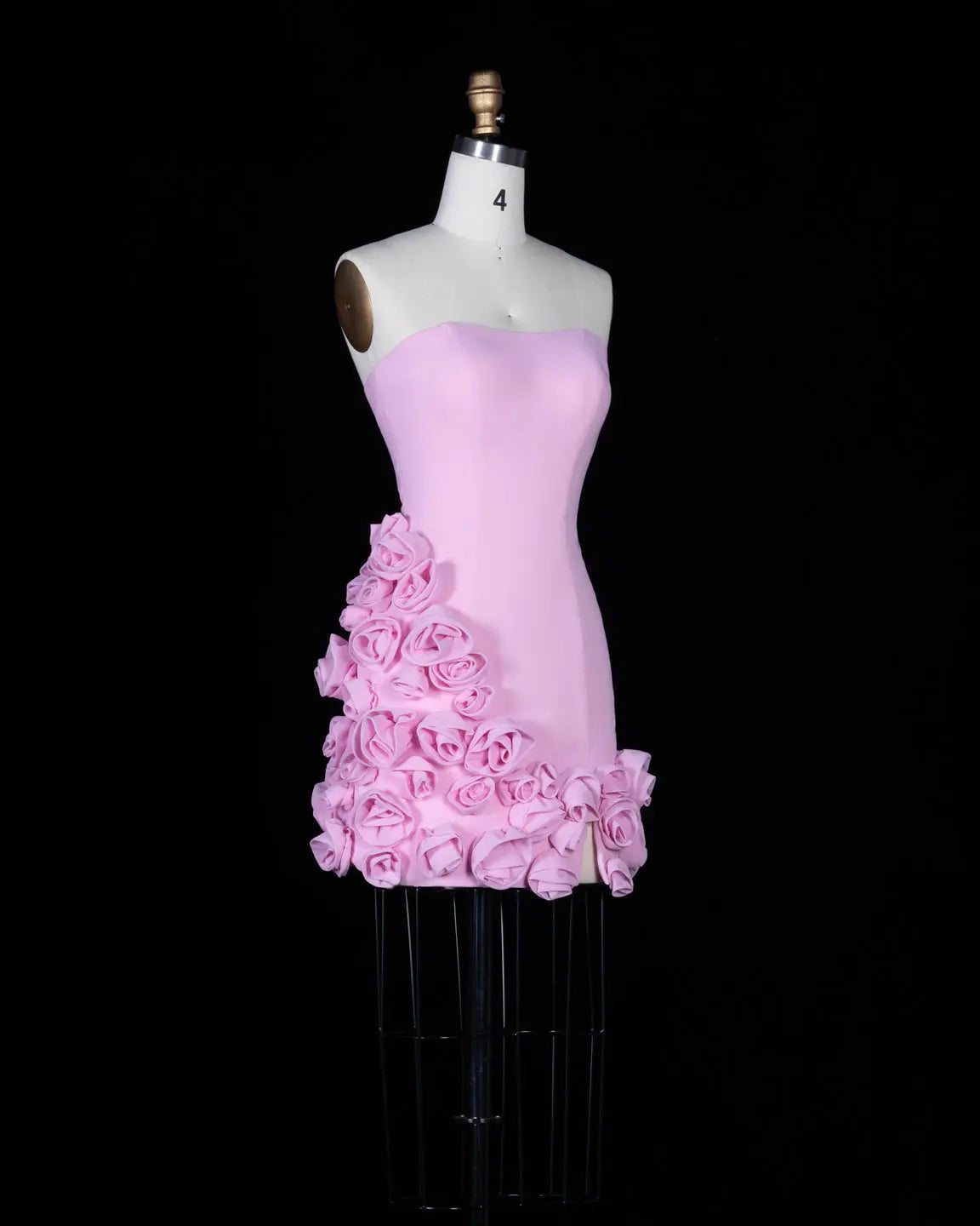 Luxury Pink Rose 3D Floral Homecoming Dress Sheer Fairy