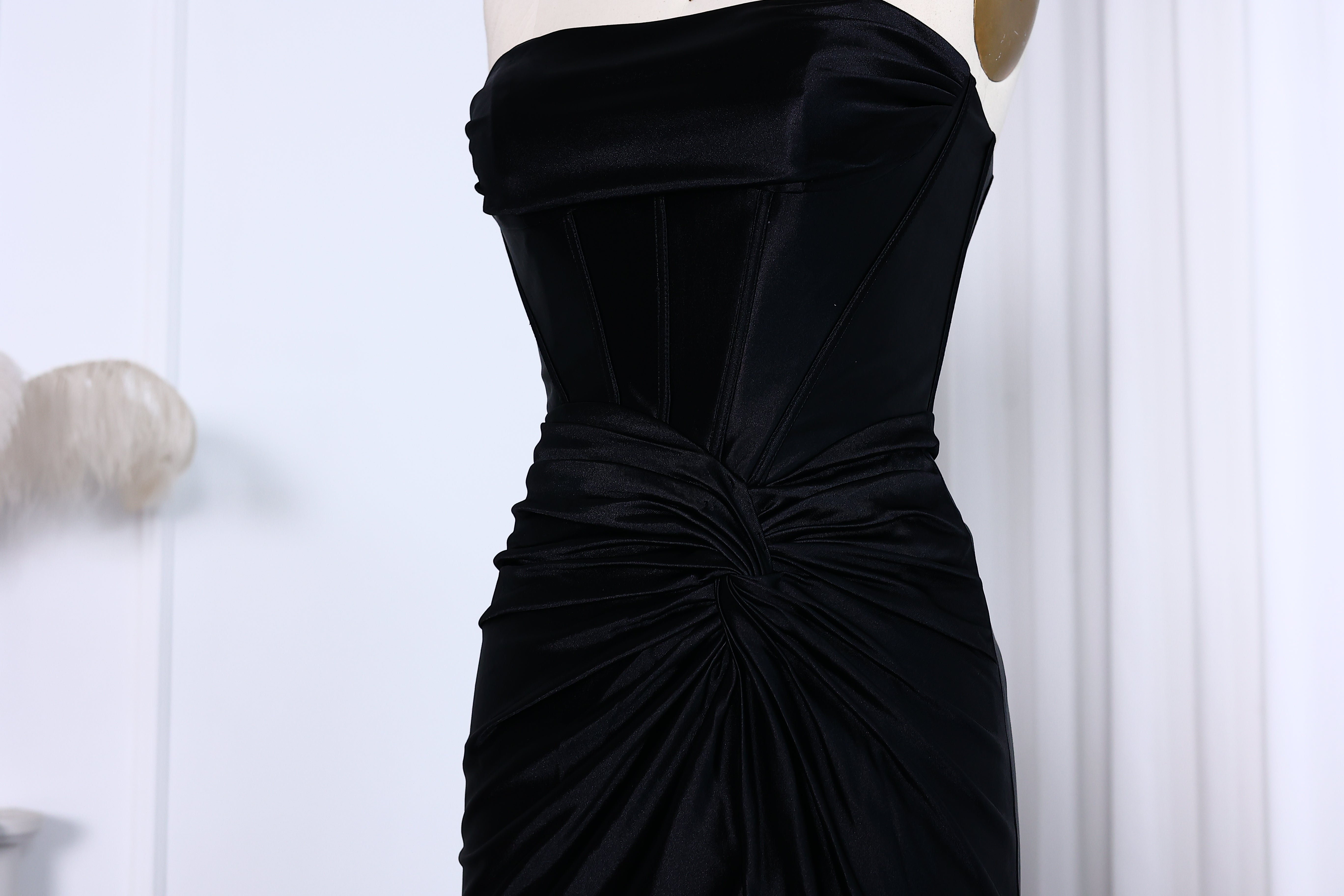 Elegant Strapless Mermaid Satin Long Prom Dress With Slit 2025 Long Girls Birthday Party Gowns