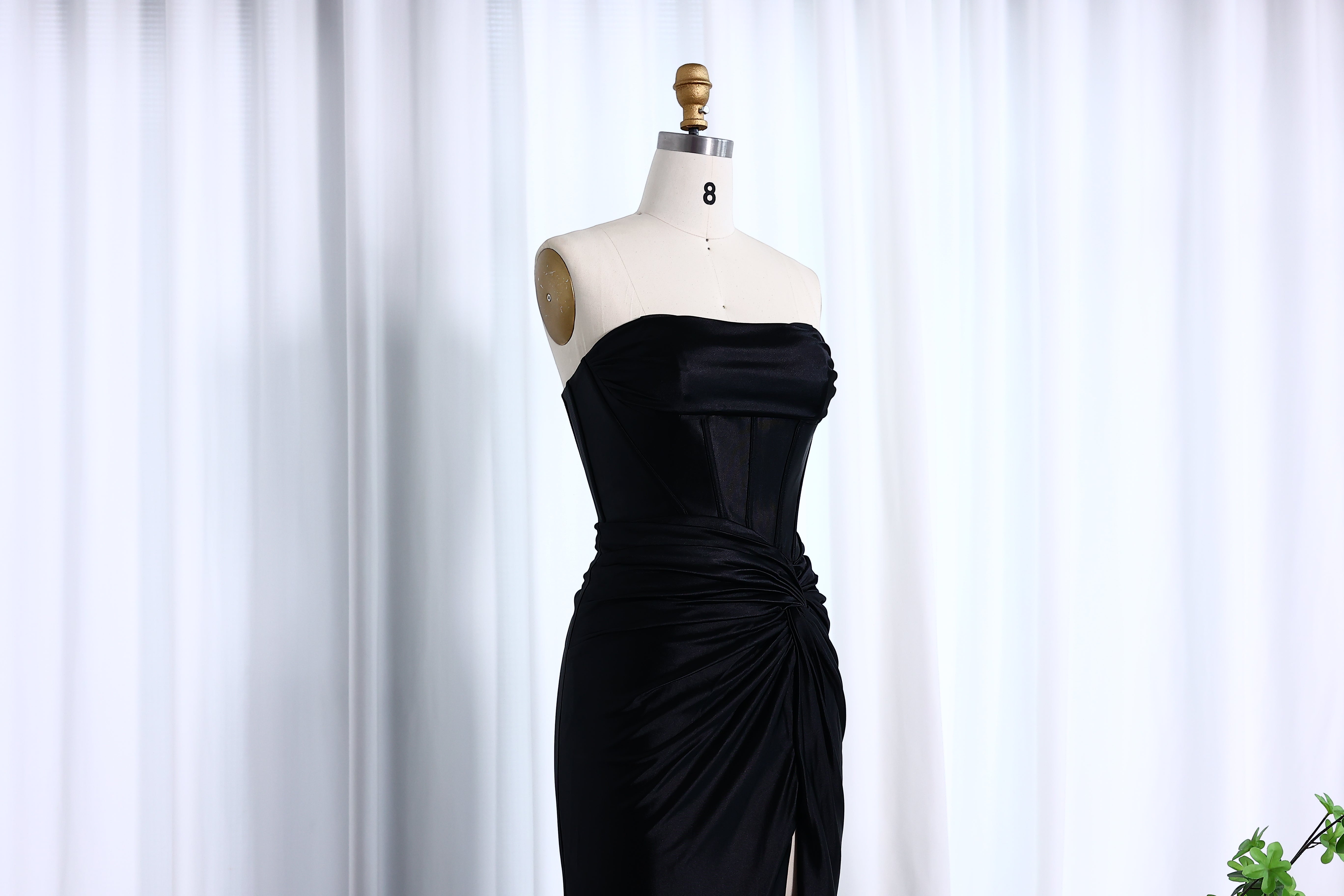 Elegant Strapless Mermaid Satin Long Prom Dress With Slit 2025 Long Girls Birthday Party Gowns