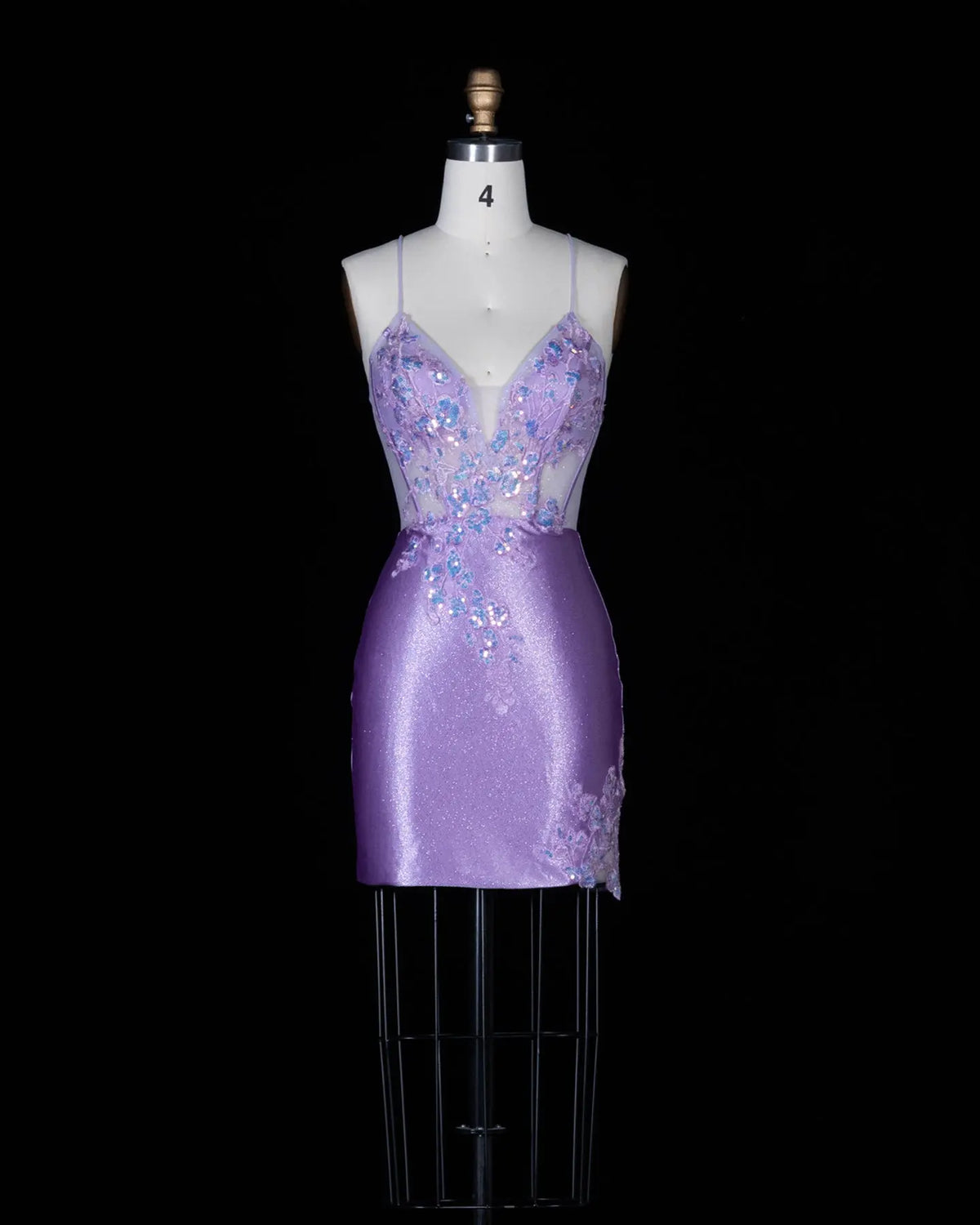 Chic Purple Spaghetti Strap Homecoming Dress Sheer Fairy