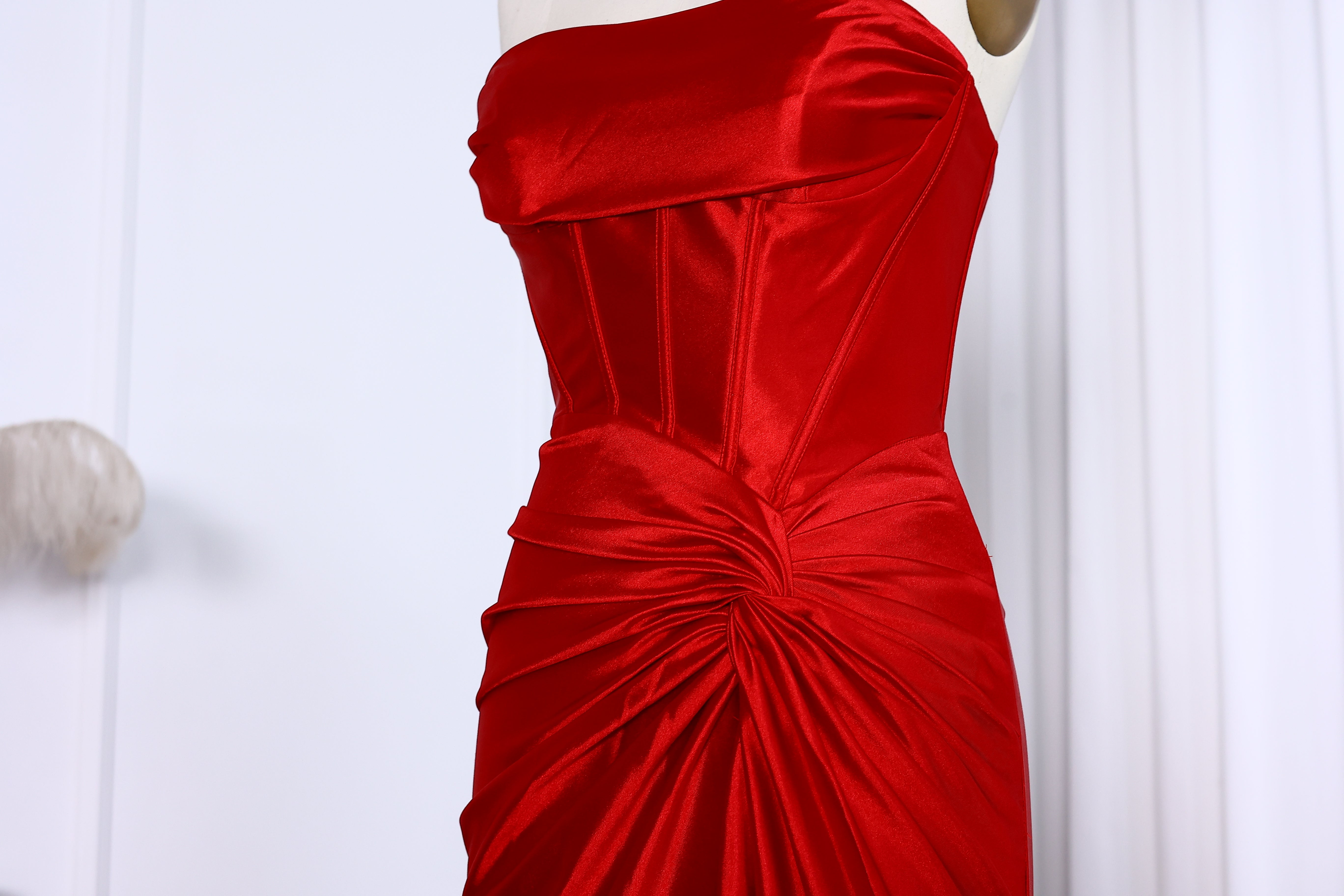 Elegant Strapless Mermaid Satin Long Prom Dress With Slit 2025 Long Girls Birthday Party Gowns