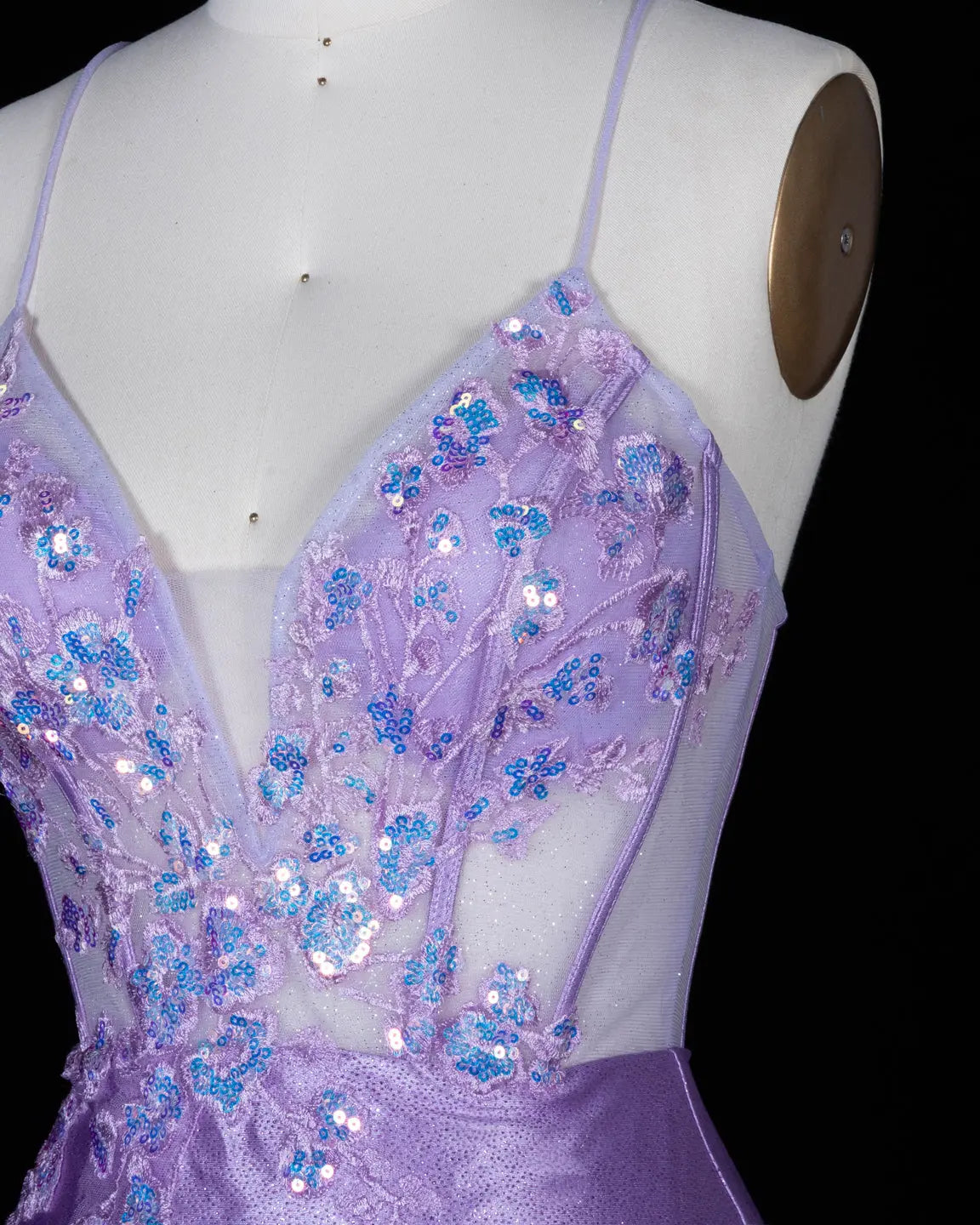 Chic Purple Spaghetti Strap Homecoming Dress Sheer Fairy