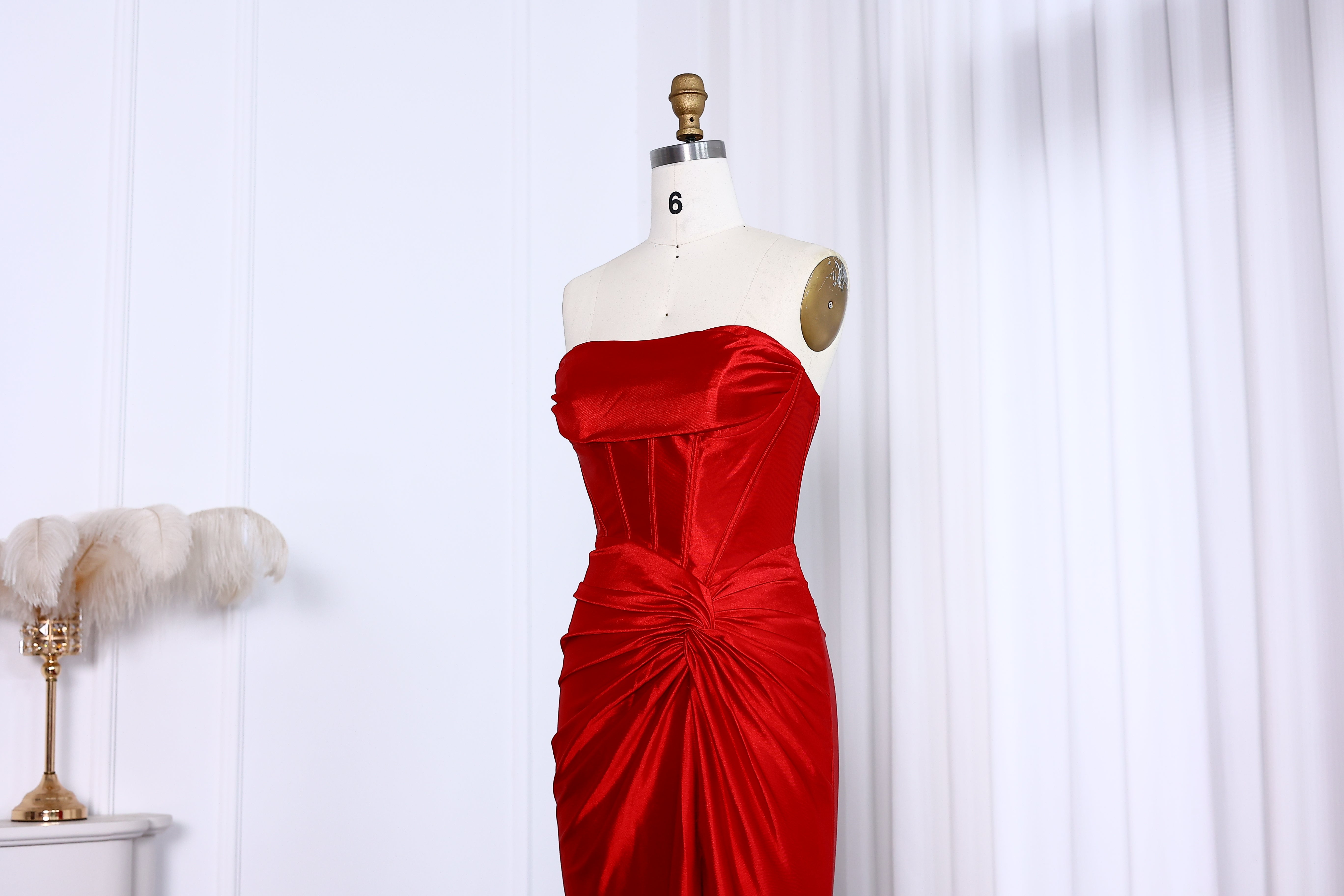 Elegant Strapless Mermaid Satin Long Prom Dress With Slit 2025 Long Girls Birthday Party Gowns