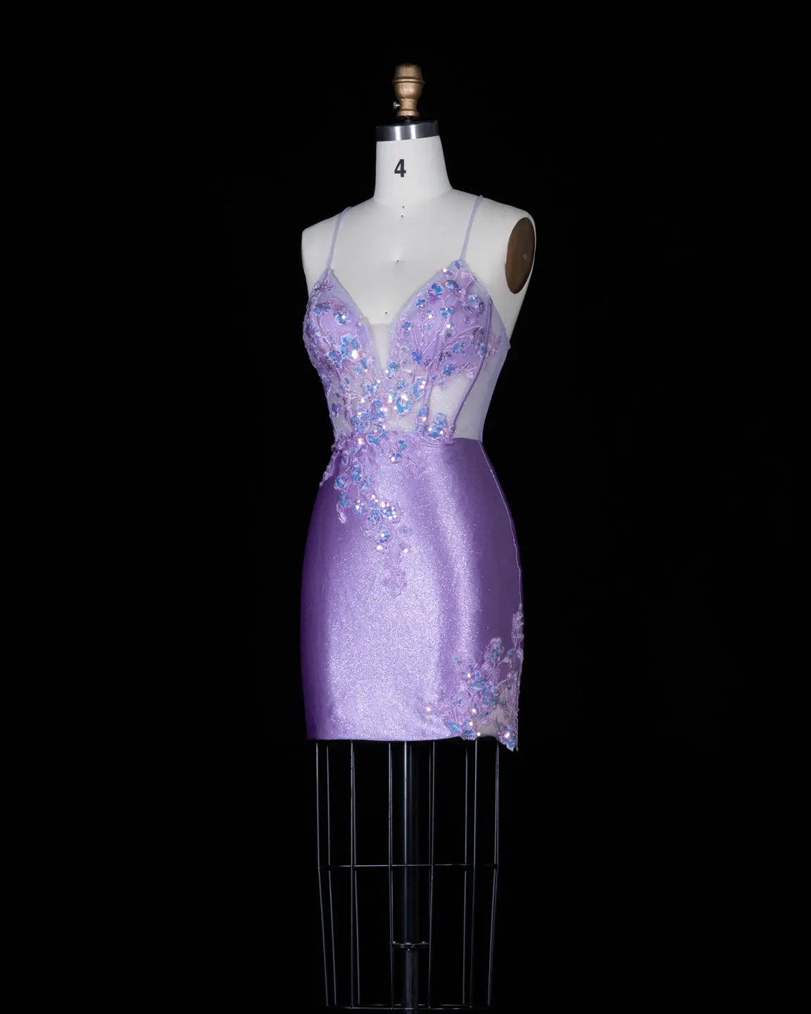 Chic Purple Spaghetti Strap Homecoming Dress Sheer Fairy
