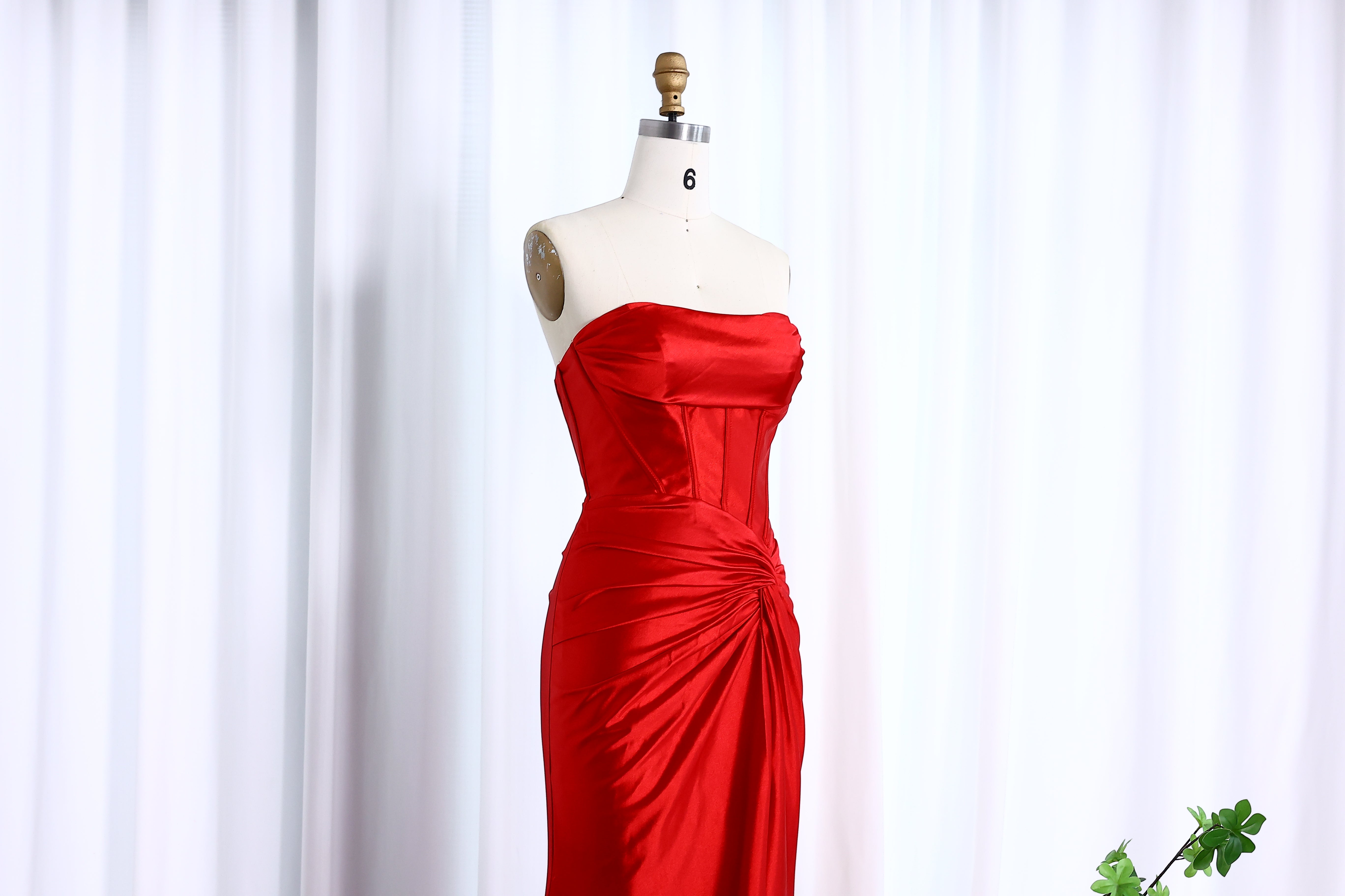 Elegant Strapless Mermaid Satin Long Prom Dress With Slit 2025 Long Girls Birthday Party Gowns