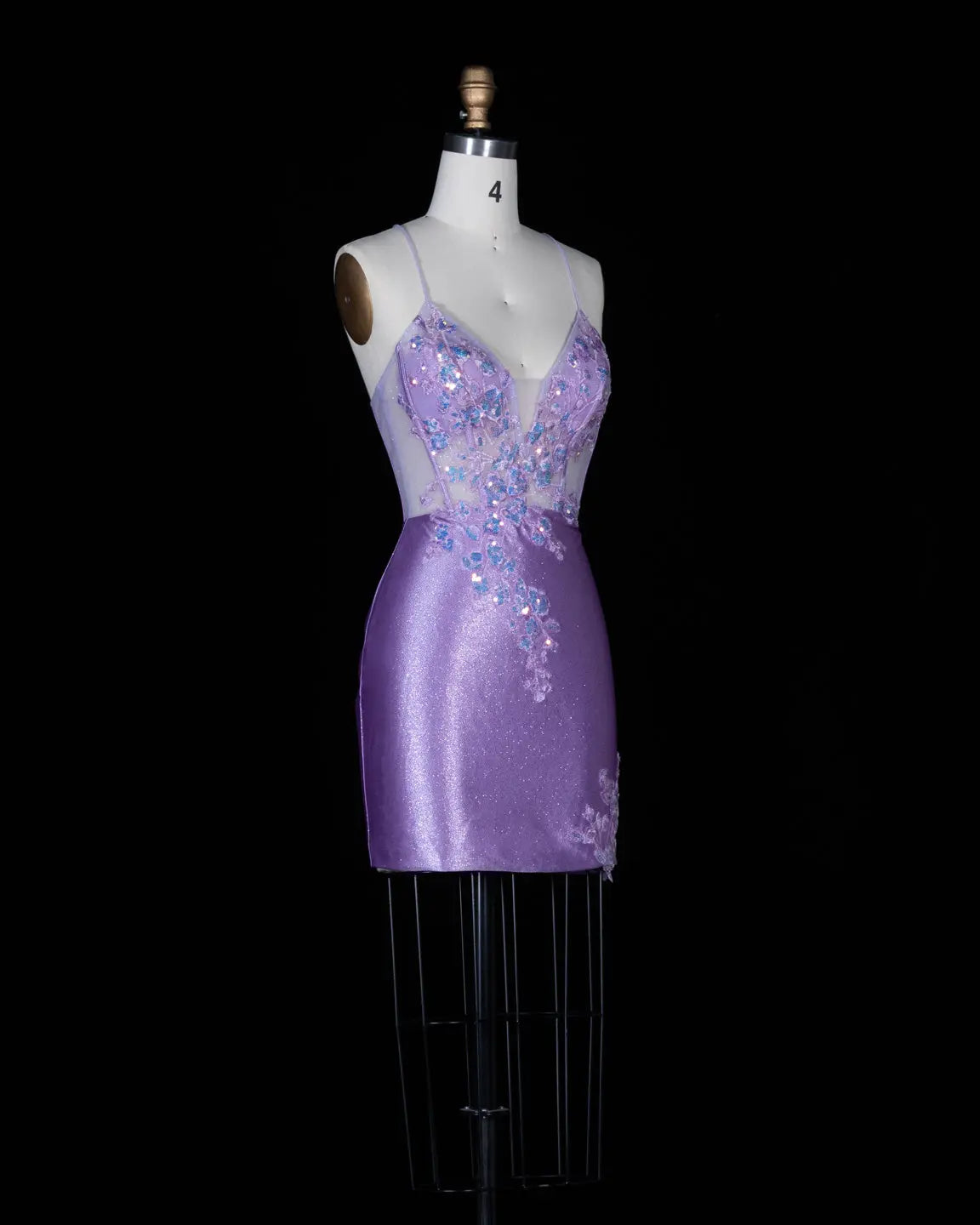 Chic Purple Spaghetti Strap Homecoming Dress Sheer Fairy