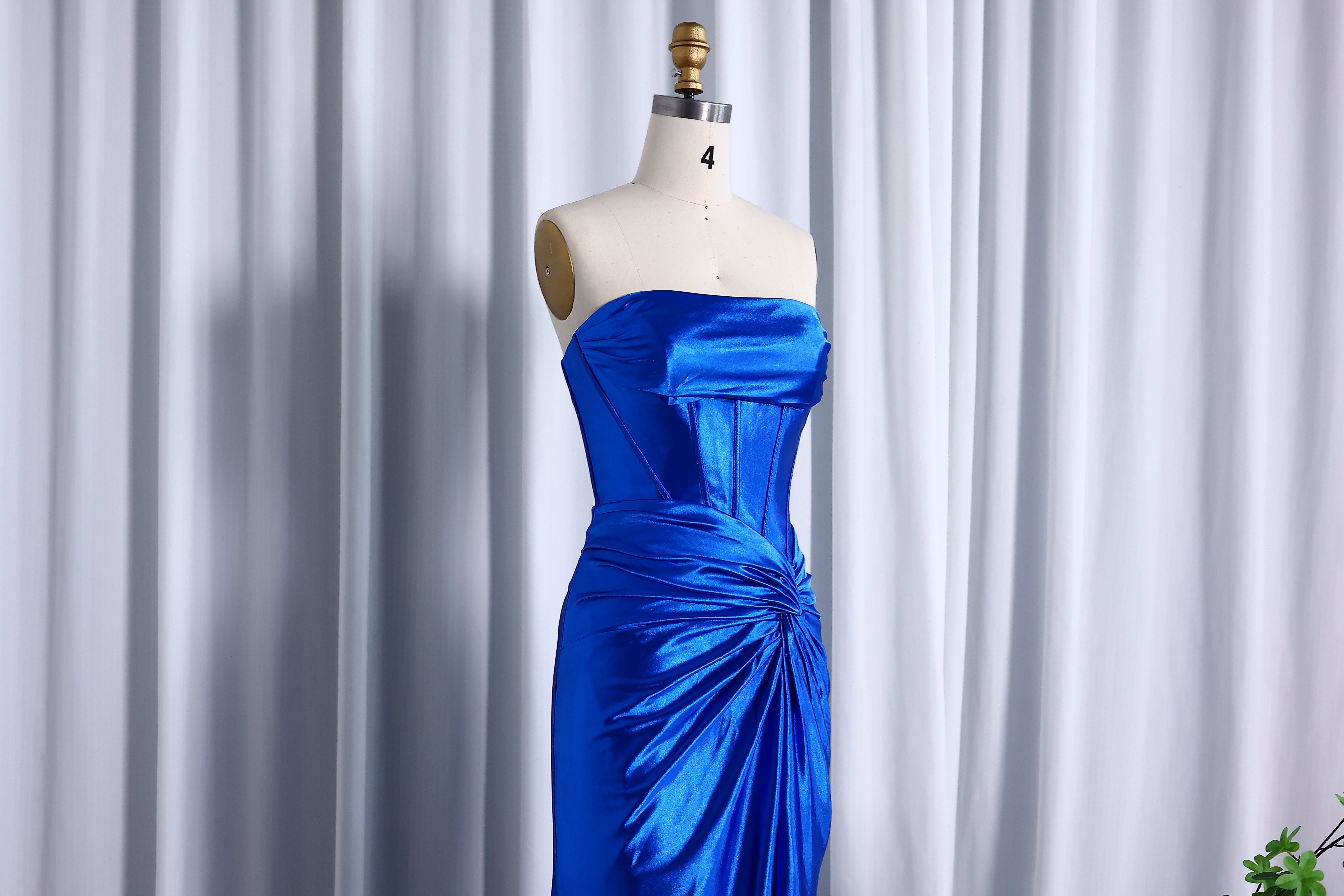 Elegant Strapless Mermaid Satin Long Prom Dress With Slit 2025 Long Girls Birthday Party Gowns