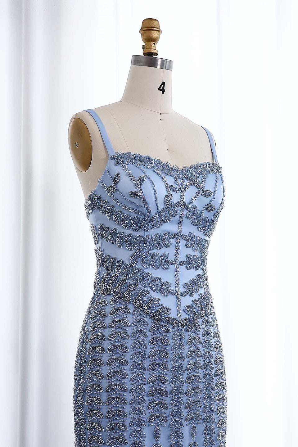 Luxury Spaghetti Straps Lace Beaded Mermaid Evening Dress SS694