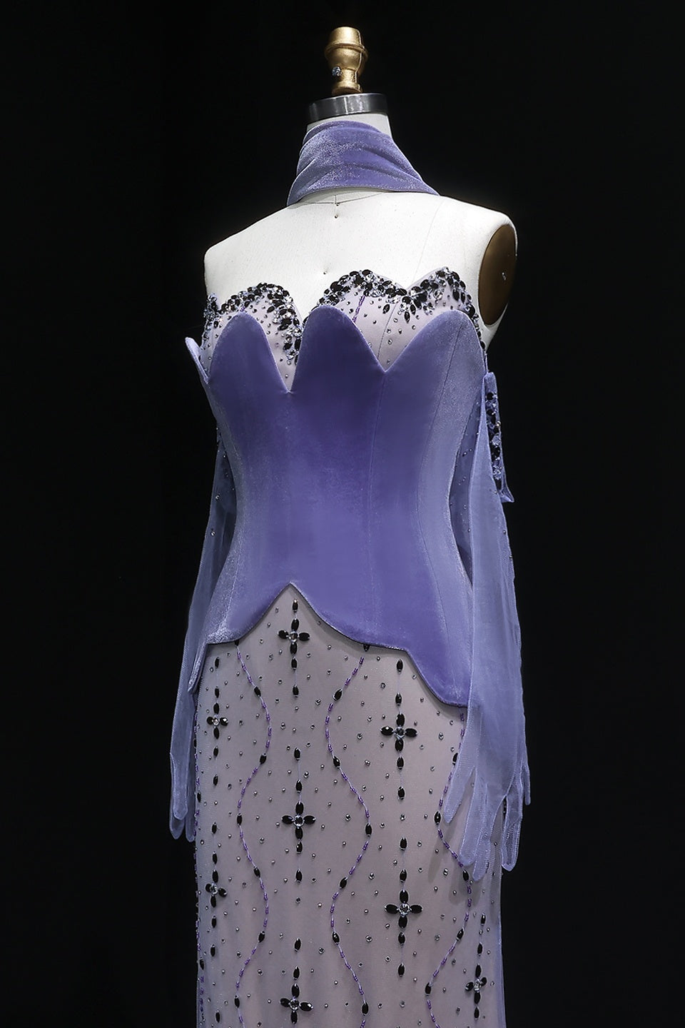 Lavender Mermaid Mermaid Evening Dress with Scarf SS269 Sheer Fairy