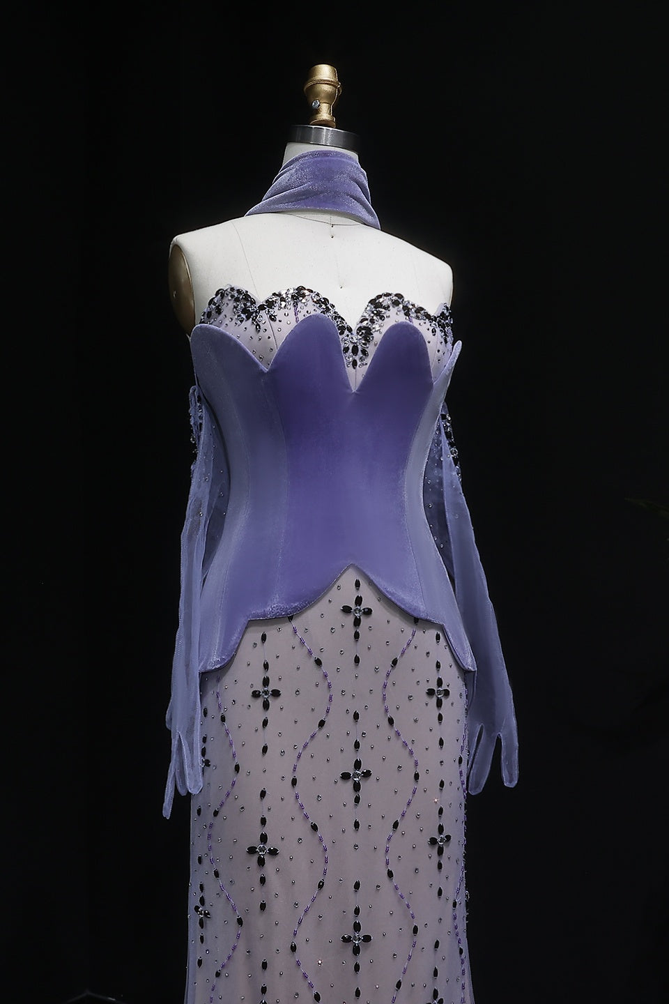 Lavender Mermaid Mermaid Evening Dress with Scarf SS269 Sheer Fairy