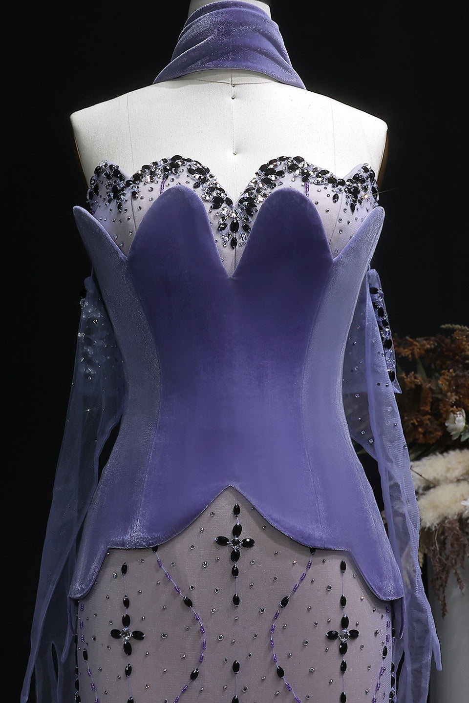 Lavender Mermaid Mermaid Evening Dress with Scarf SS269 Sheer Fairy