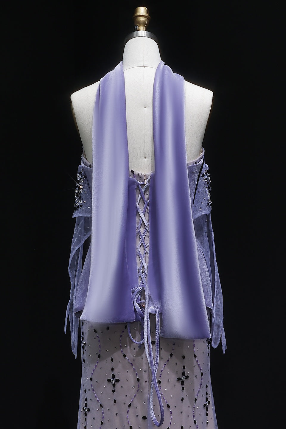 Lavender Mermaid Mermaid Evening Dress with Scarf SS269 Sheer Fairy