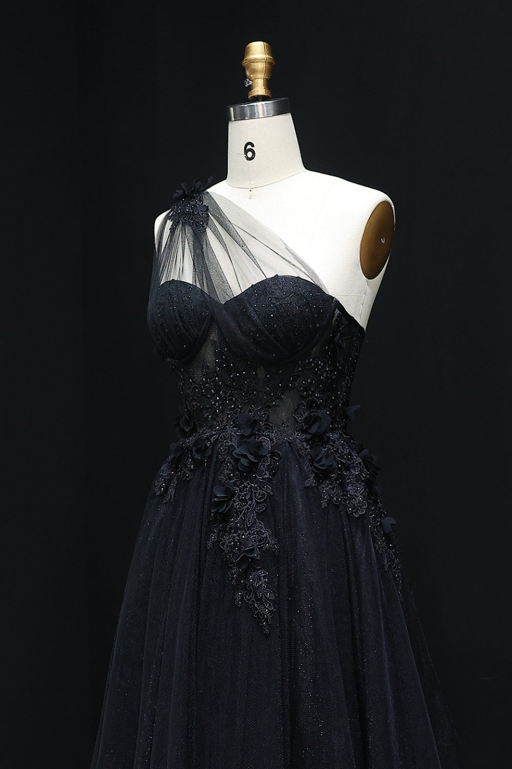 Tulle Ballgown One-Shoulder Prom Dress with 3D Floral SH212 Sheer Fairy