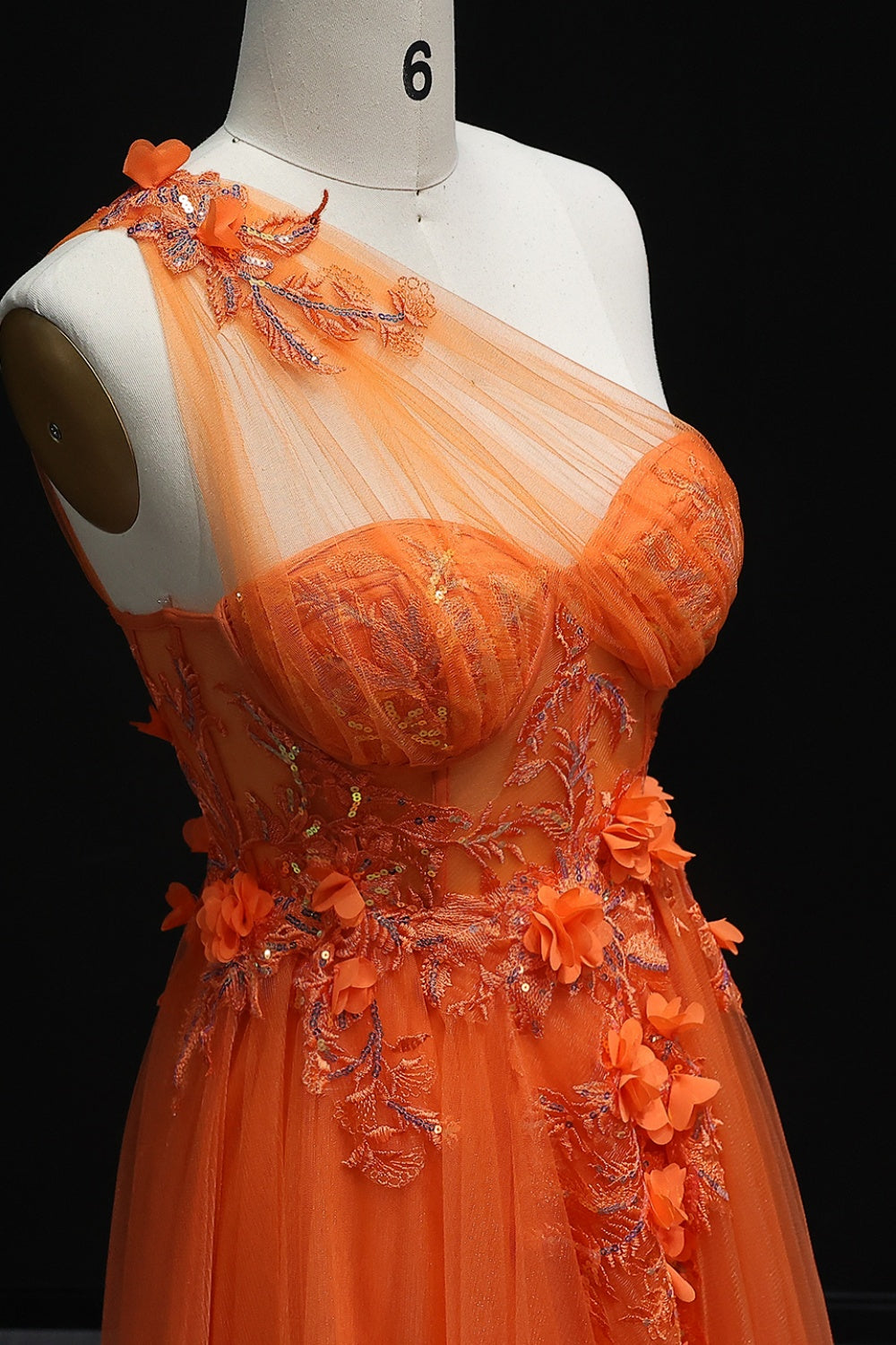 Tulle Ballgown One-Shoulder Prom Dress with 3D Floral SH212 Sheer Fairy