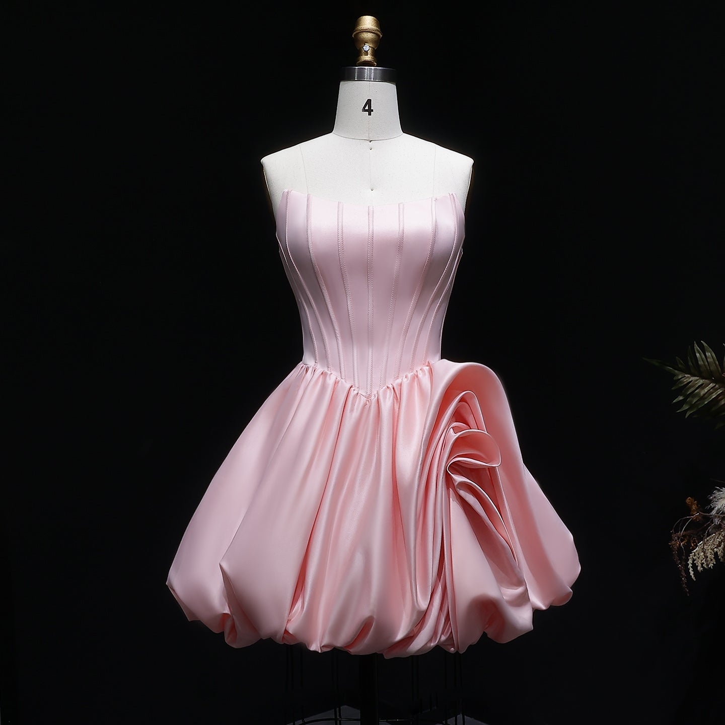 Blush Pink Strapless Satin Corset Short Homecoming Dress with 3D Ruffle Skirt RM139 Sheer Fairy