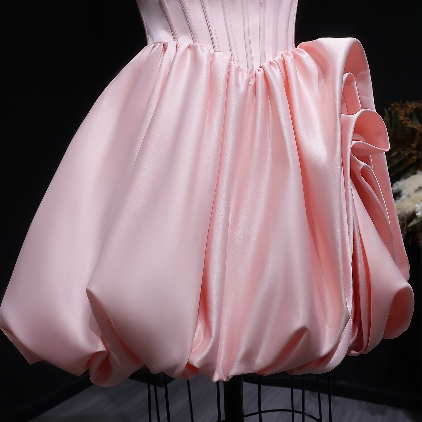 Blush Pink Strapless Satin Corset Short Homecoming Dress with 3D Ruffle Skirt RM139 Sheer Fairy