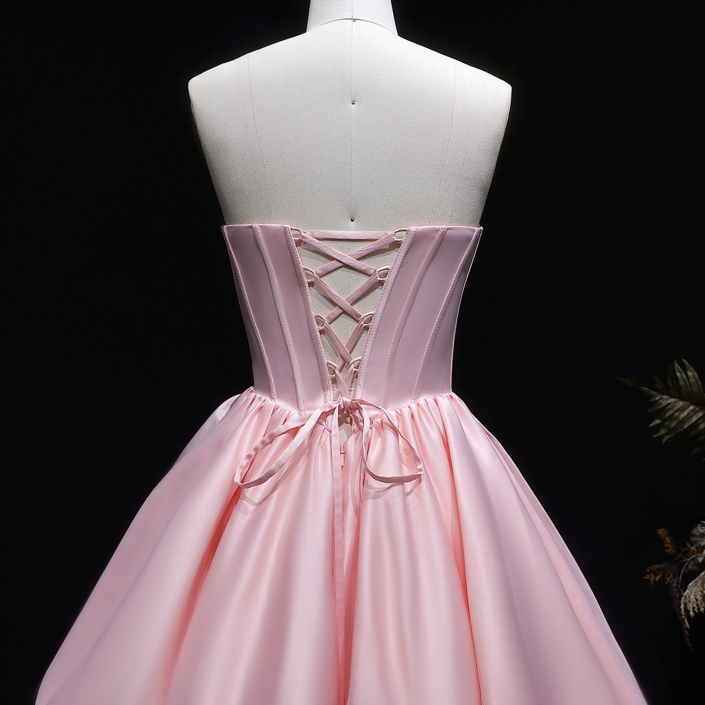 Blush Pink Strapless Satin Corset Short Homecoming Dress with 3D Ruffle Skirt RM139 Sheer Fairy