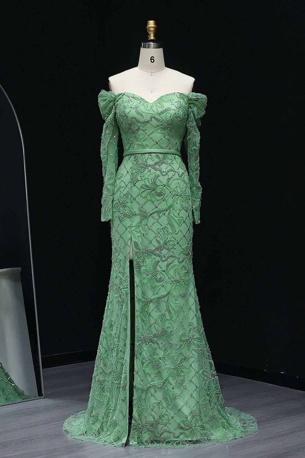 Lace Detail Mermaid Off Shoulder Prom Dress SH215 Sheer Fairy