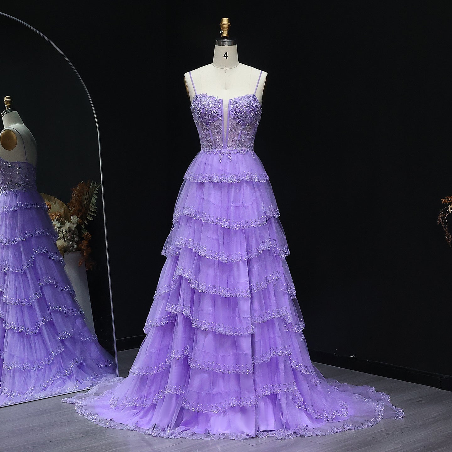 Elegant Pink Ruffled Tulle Prom Dress 2025 Spaghetti Straps Evening Birthday Party Gowns