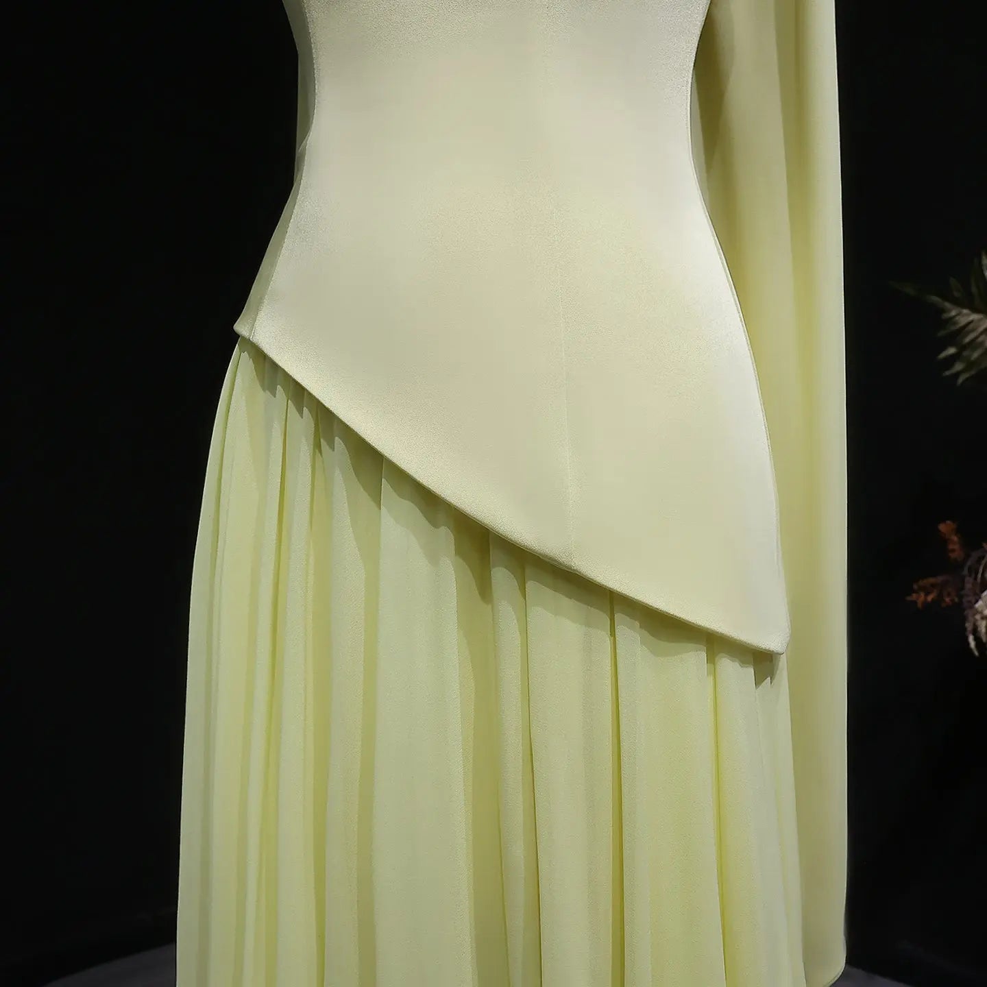 Yellow Strapless Chiffon Prom Dress Evening Gown with Scarf SH059 Sheer Fairy