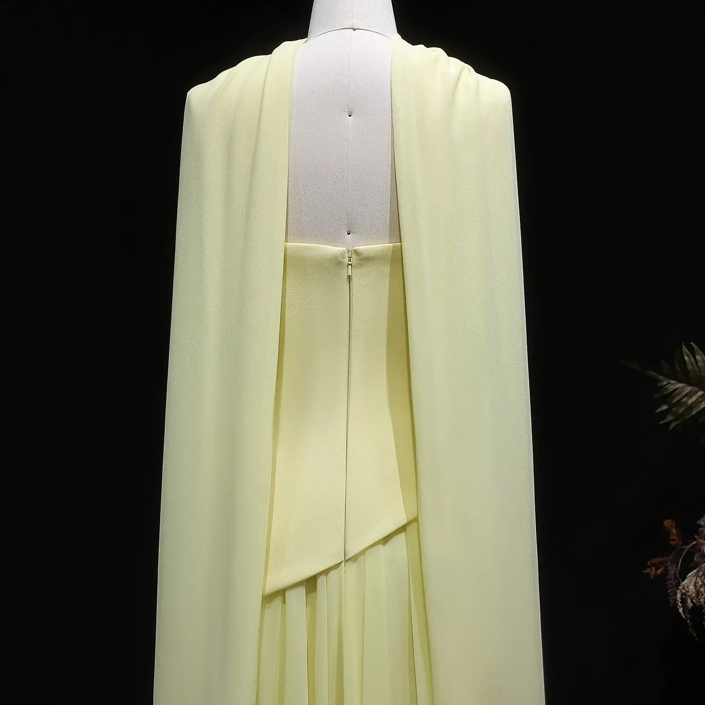 Yellow Strapless Chiffon Prom Dress Evening Gown with Scarf SH059 Sheer Fairy