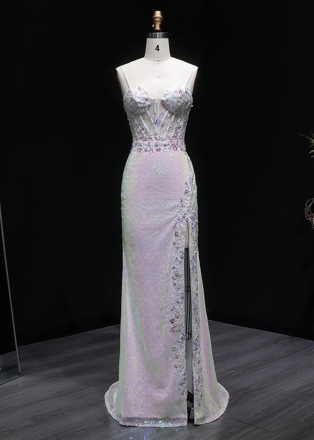 Sexy Split Side Backless Long Gradient Pink Prom Dress Party Gown SH061 Sheer Fairy