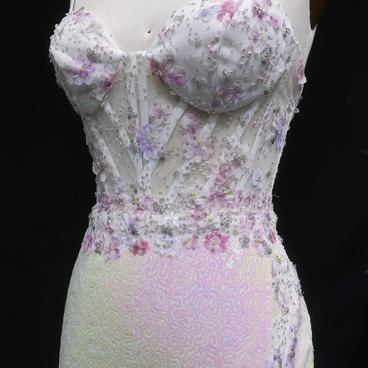 Sexy Split Side Backless Long Gradient Pink Prom Dress Party Gown SH061 Sheer Fairy