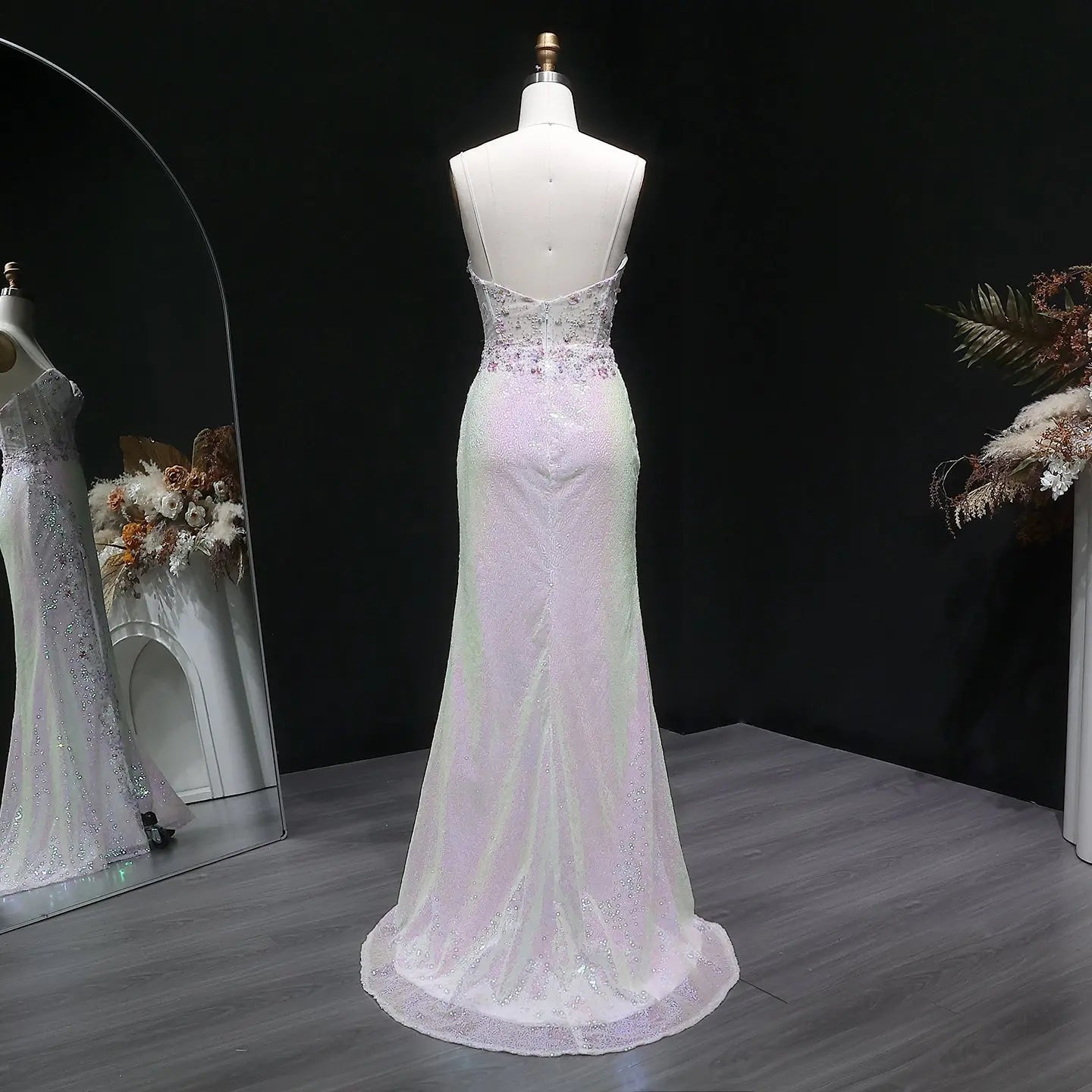 Sexy Split Side Backless Long Gradient Pink Prom Dress Party Gown SH061 Sheer Fairy