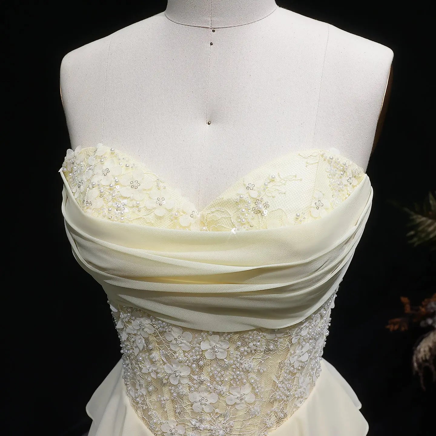 Pale Yellow Sweetheart Tiered Chiffon Long Evening Gown SH060 Sheer Fairy