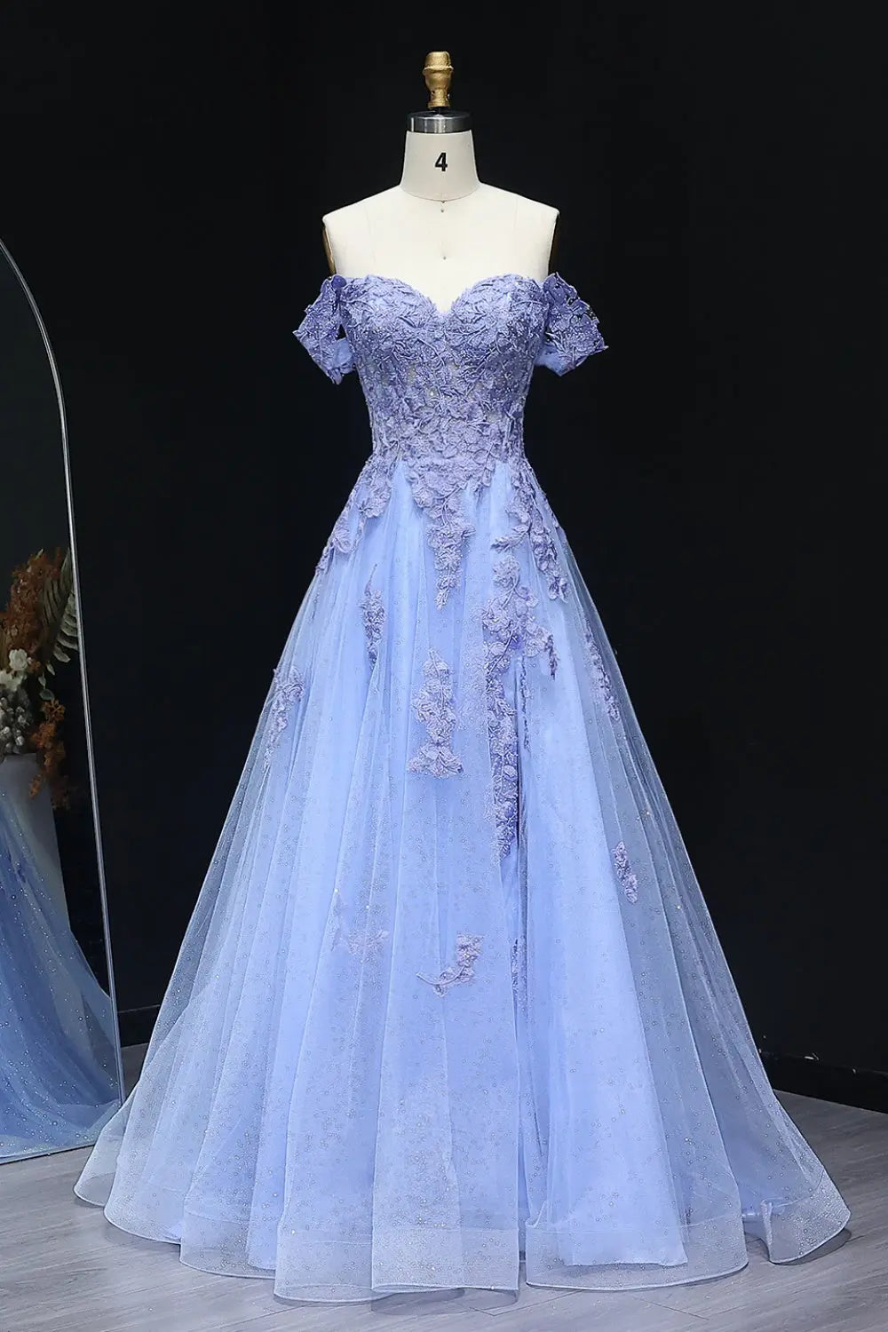 Lavender Tulle Ballgown Sleeveless Lilac Prom Dress SH222 Sheer Fairy